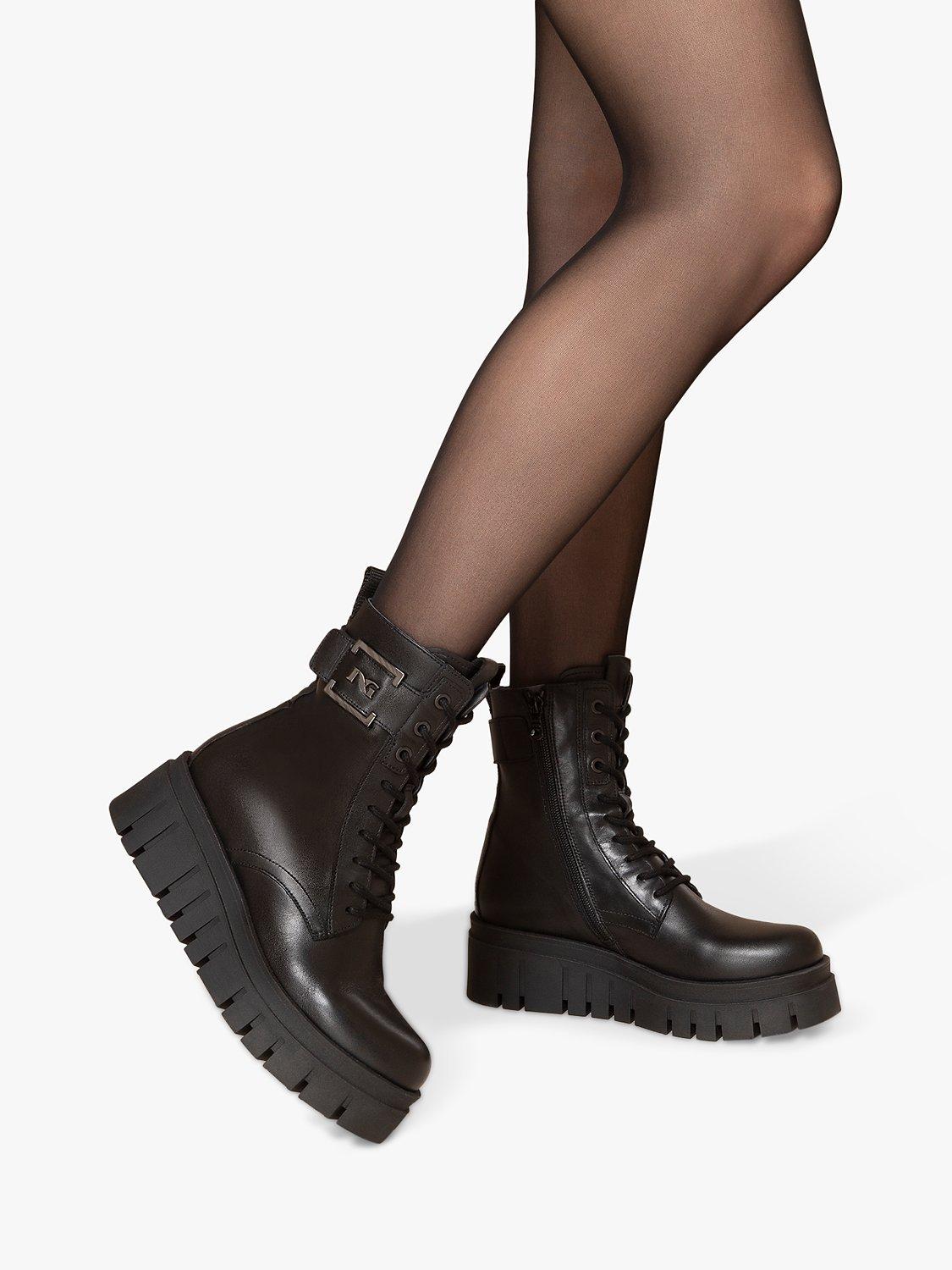 Product image 5 of 5, which shows NeroGiardini Leather Ridge Sole Biker Boots, Black, 2