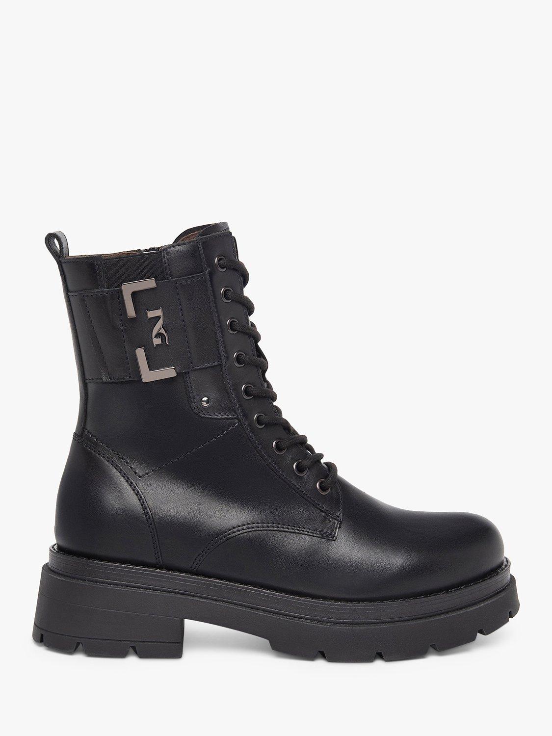 NeroGiardini Panel Leather Biker Boots, Black