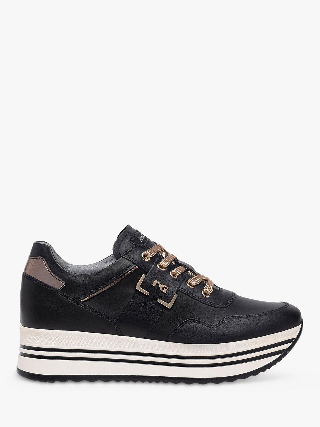 NeroGiardini Leather Platform Trainers, Black