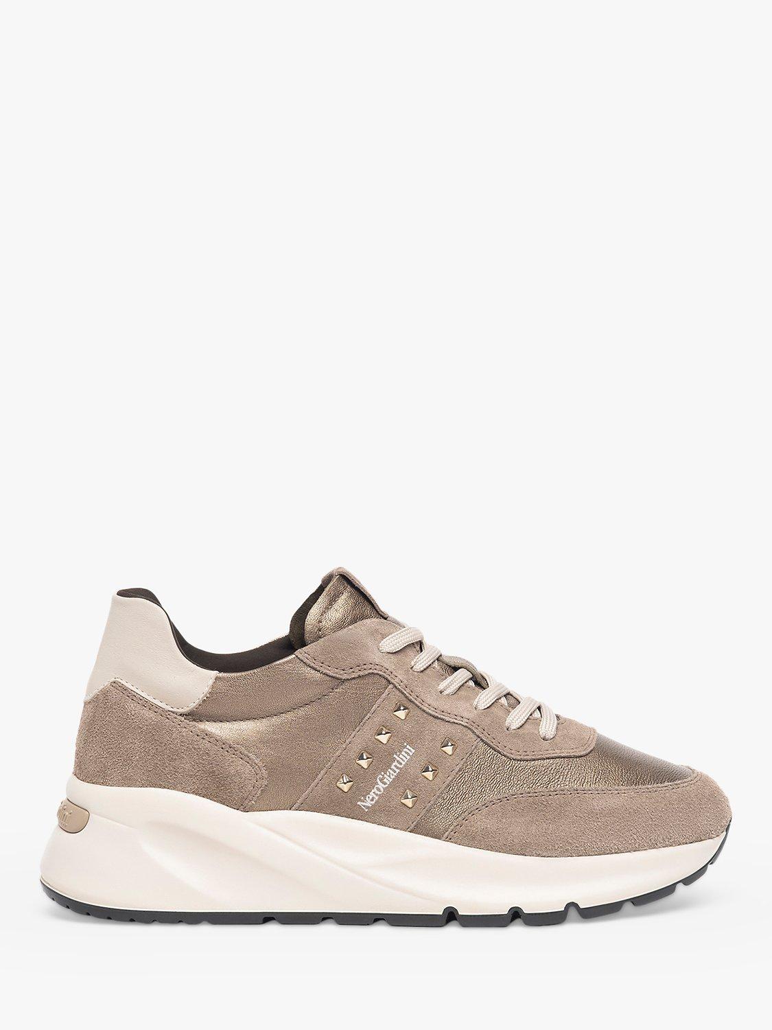 NeroGiardini Leather Studded Trainers, Brown