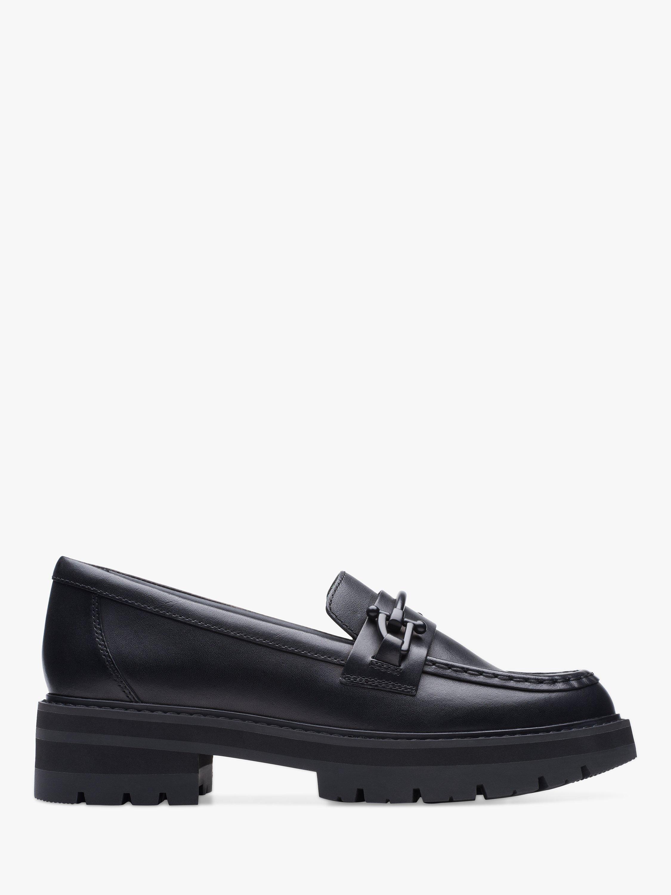 Clarks Orianna Bit Leather Chunky Sole Loafers, Black