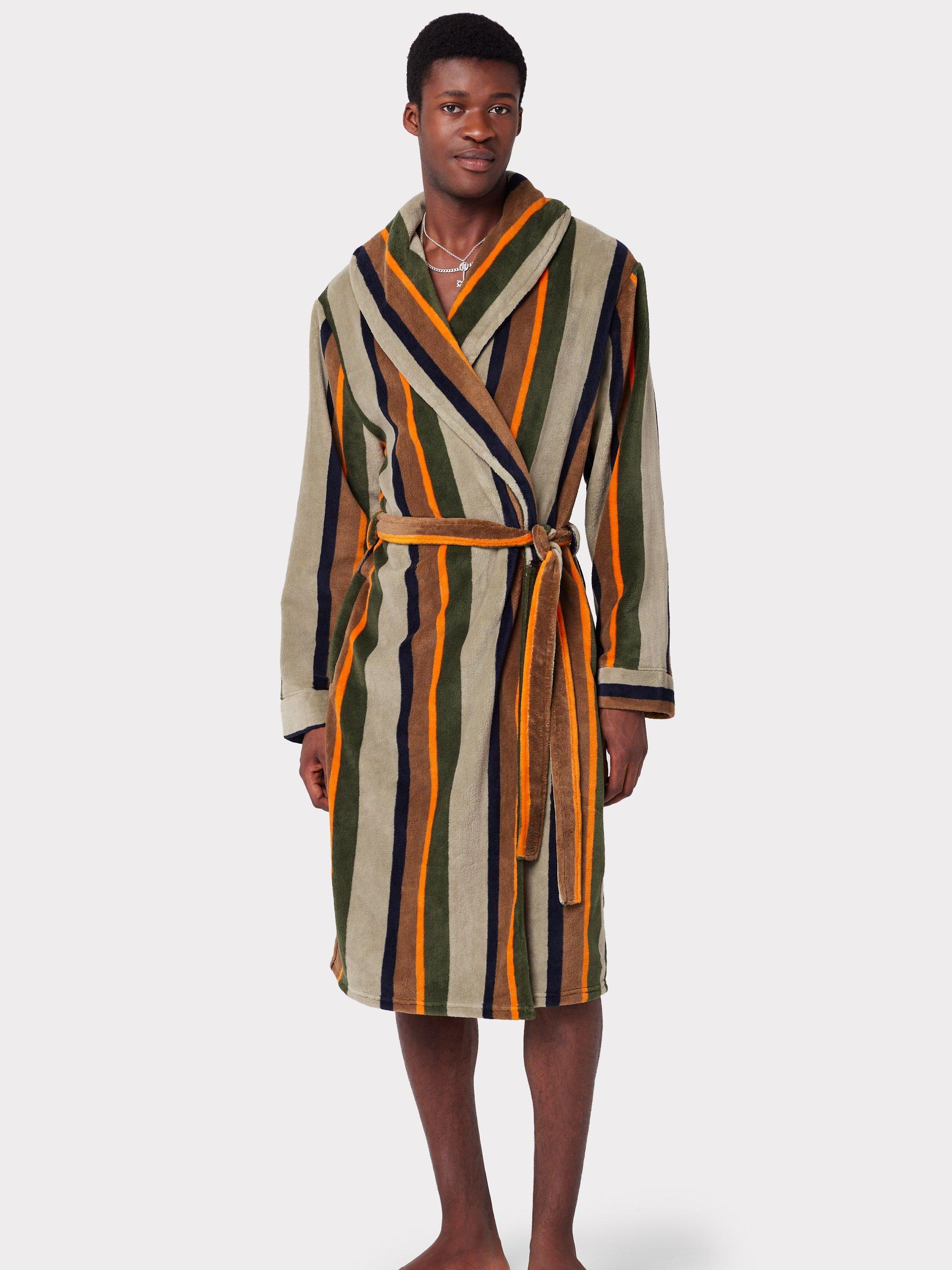 Chelsea Peers Striped Hooded Fleece Dressing Gown Multi