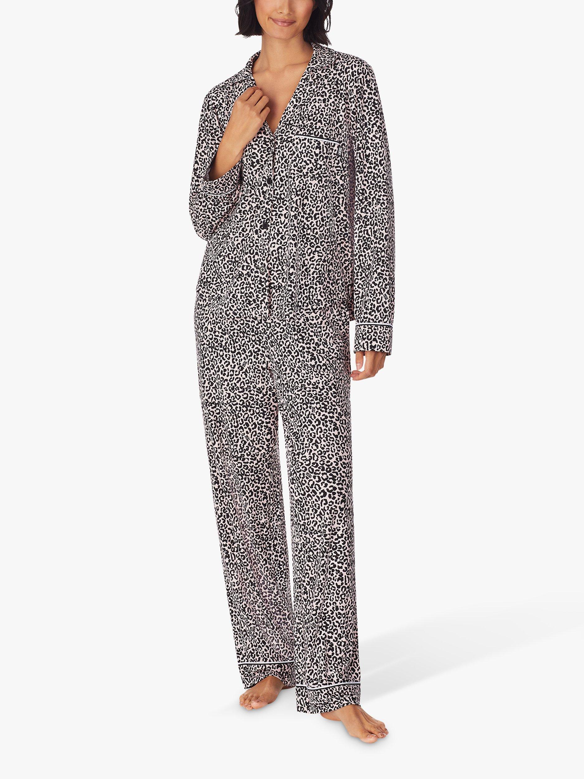 DKNY Brushed Co\y Jersey Pyjama Set, Pink/Multi