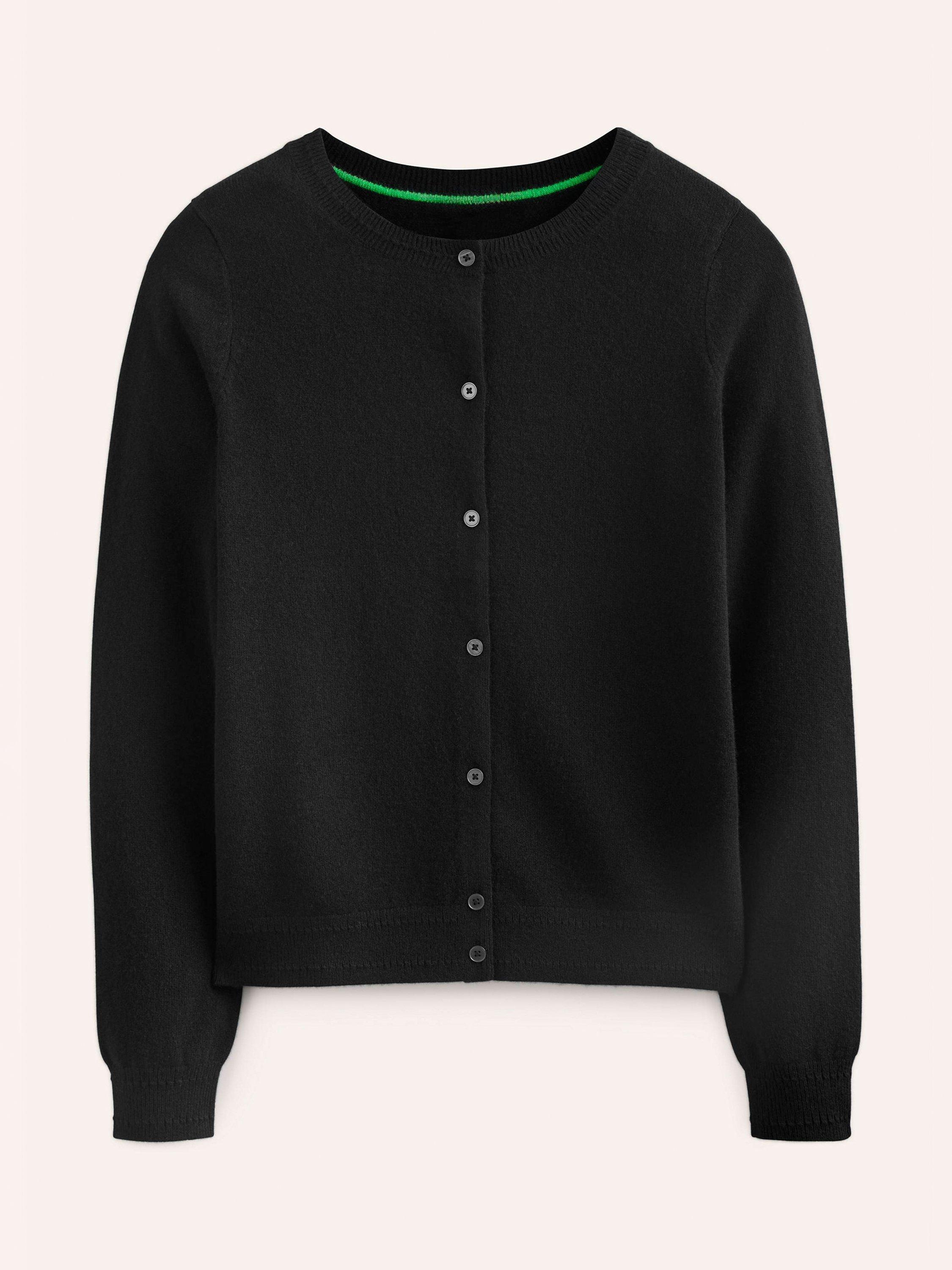 Product image 5 of 6, which shows Boden Eva Cashmere Crew Cardigan, Black, XS