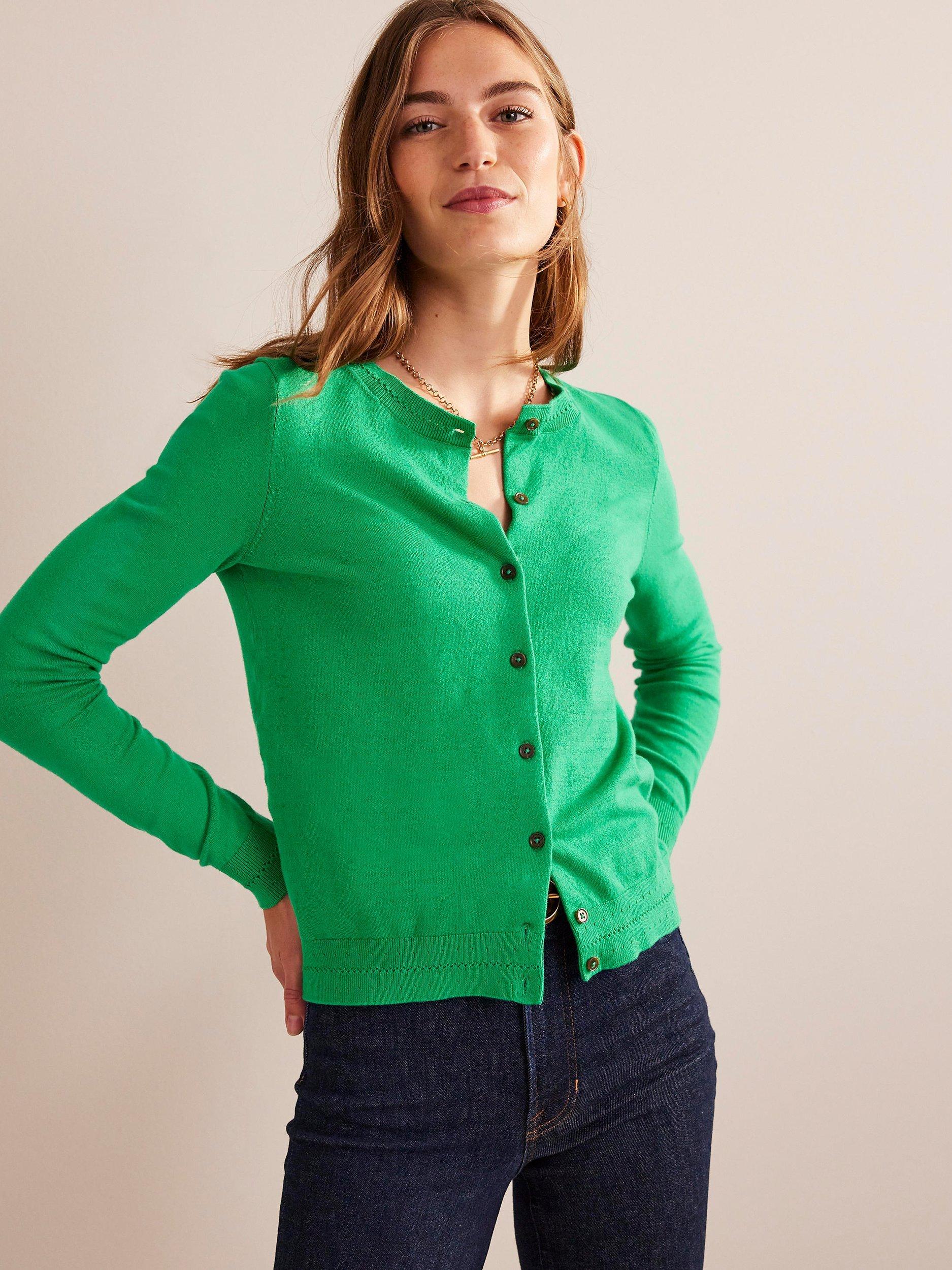 Boden Catriona Cotton Blend Cardigan, Meadow Green