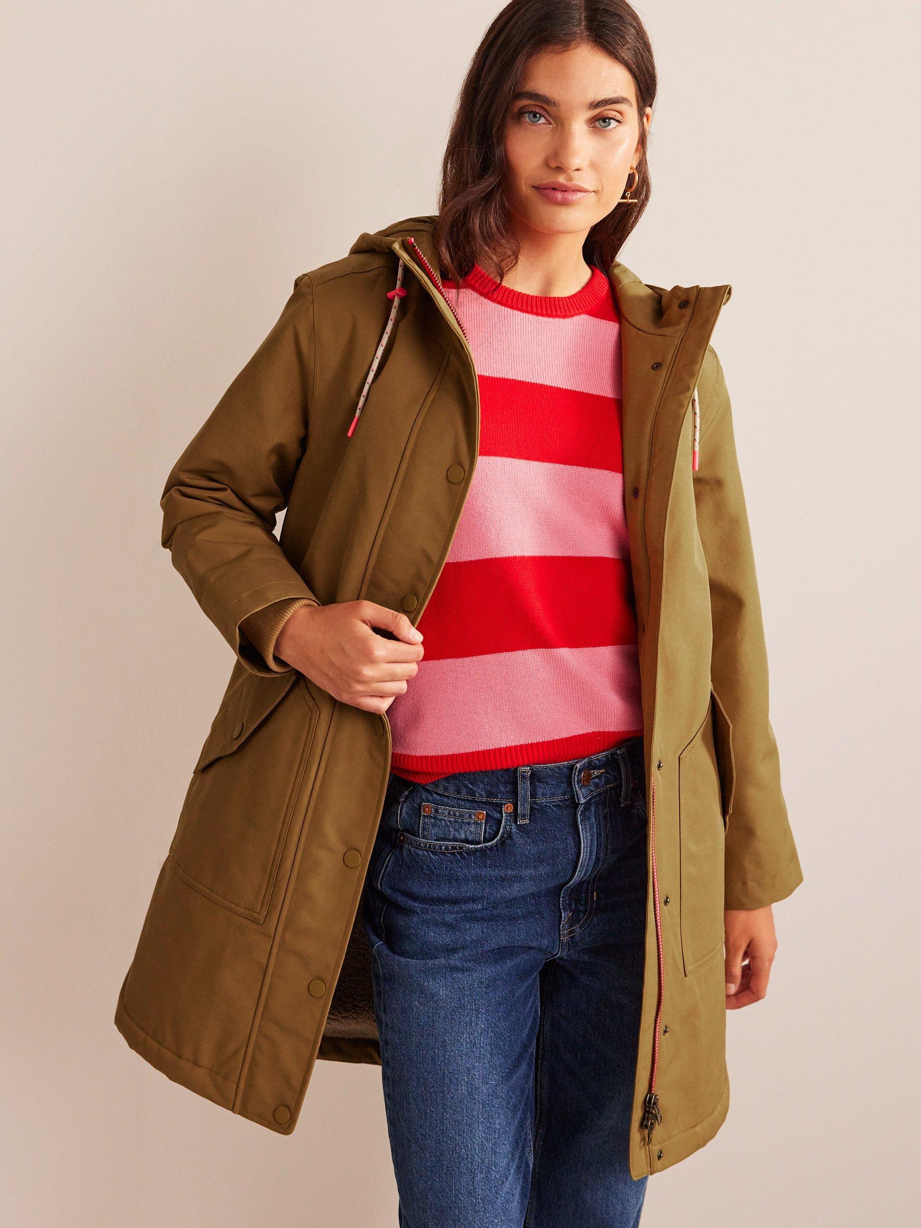 Boden Chiltern Borg Lined Waterproof Parka, Taupe