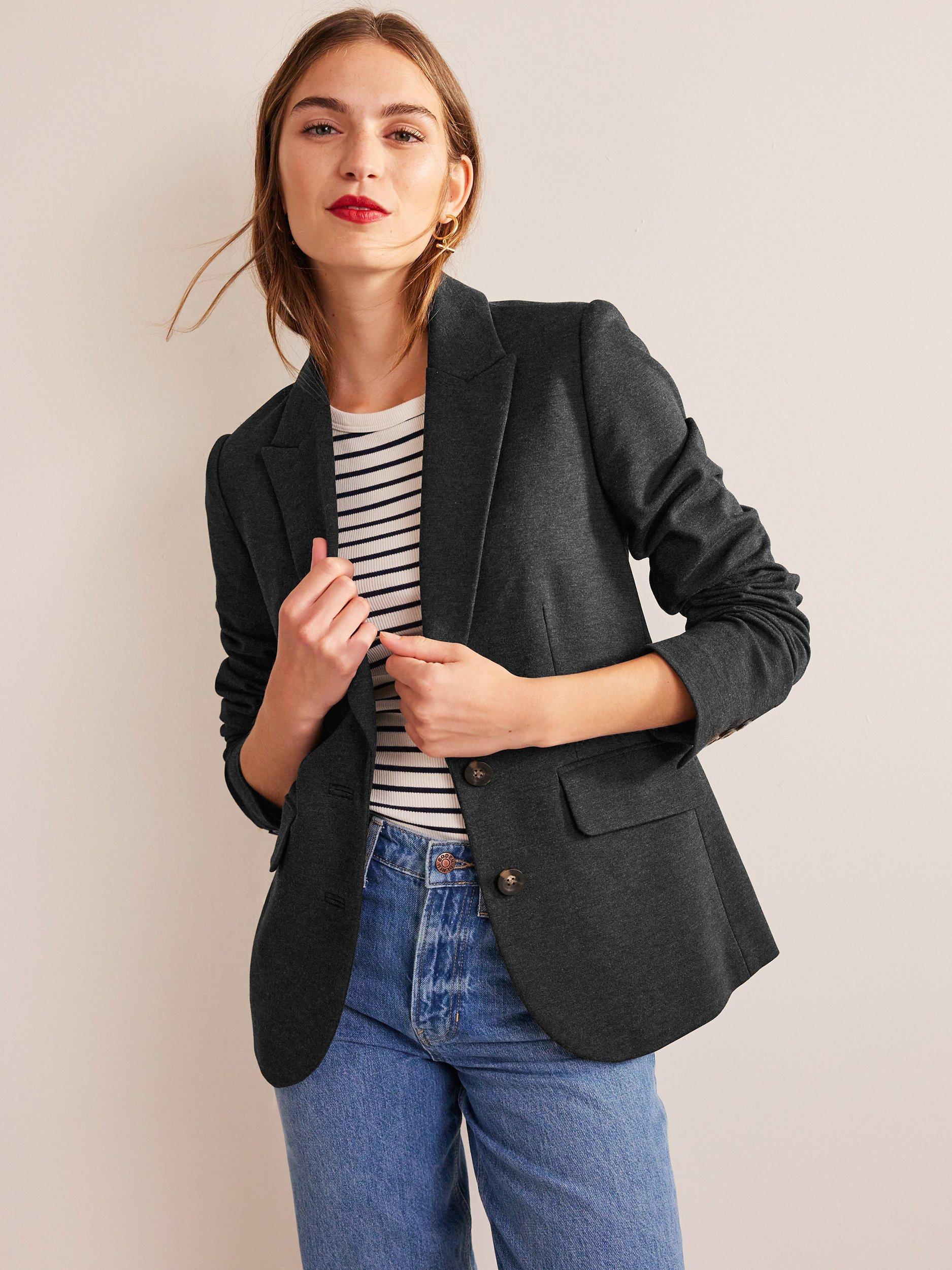 Boden The Marylebone Jersey Blazer, Charcoal Marl