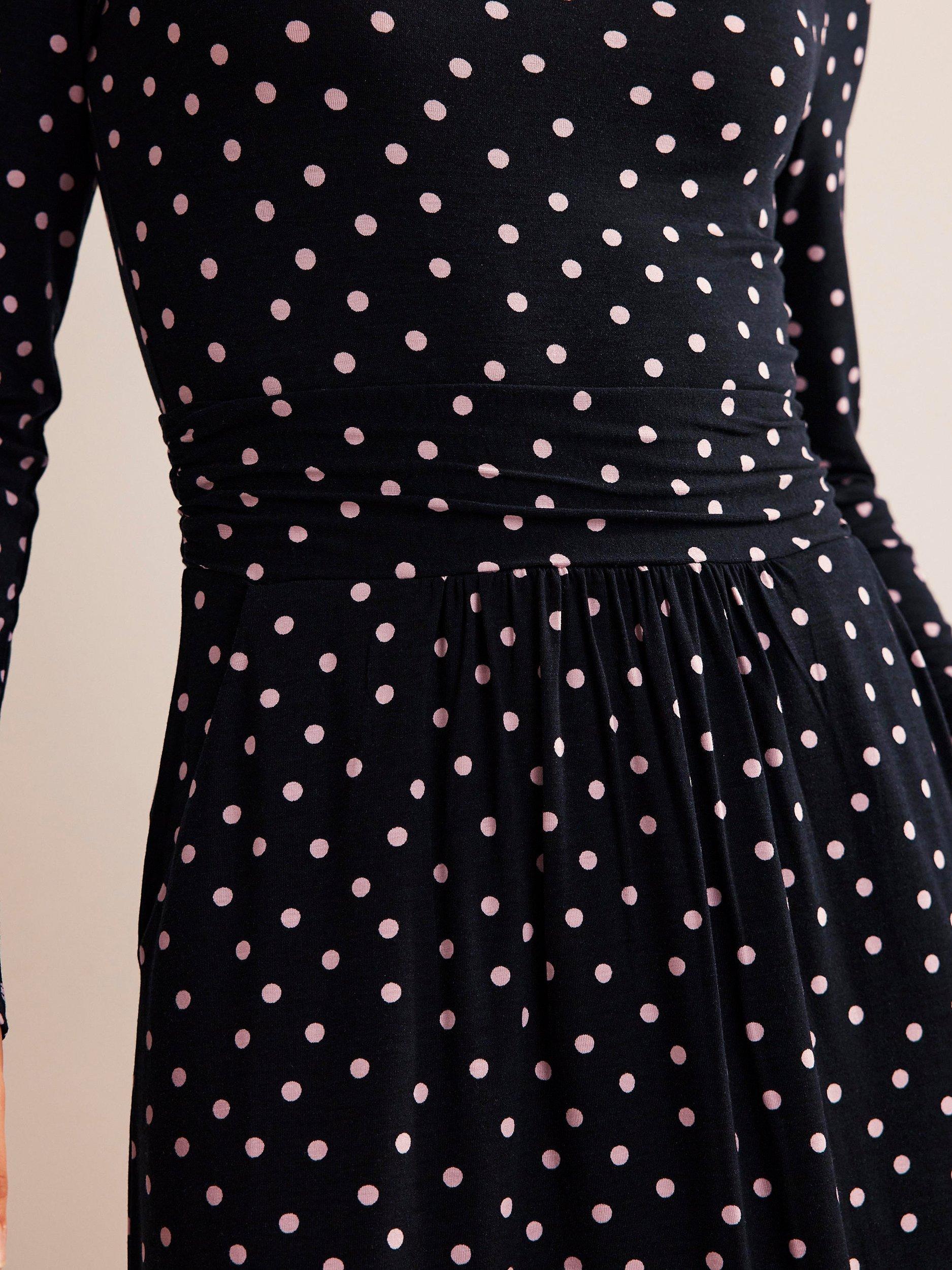 Boden Abigail Spot Ecovero Jersey Dress Black Milkshake Spot