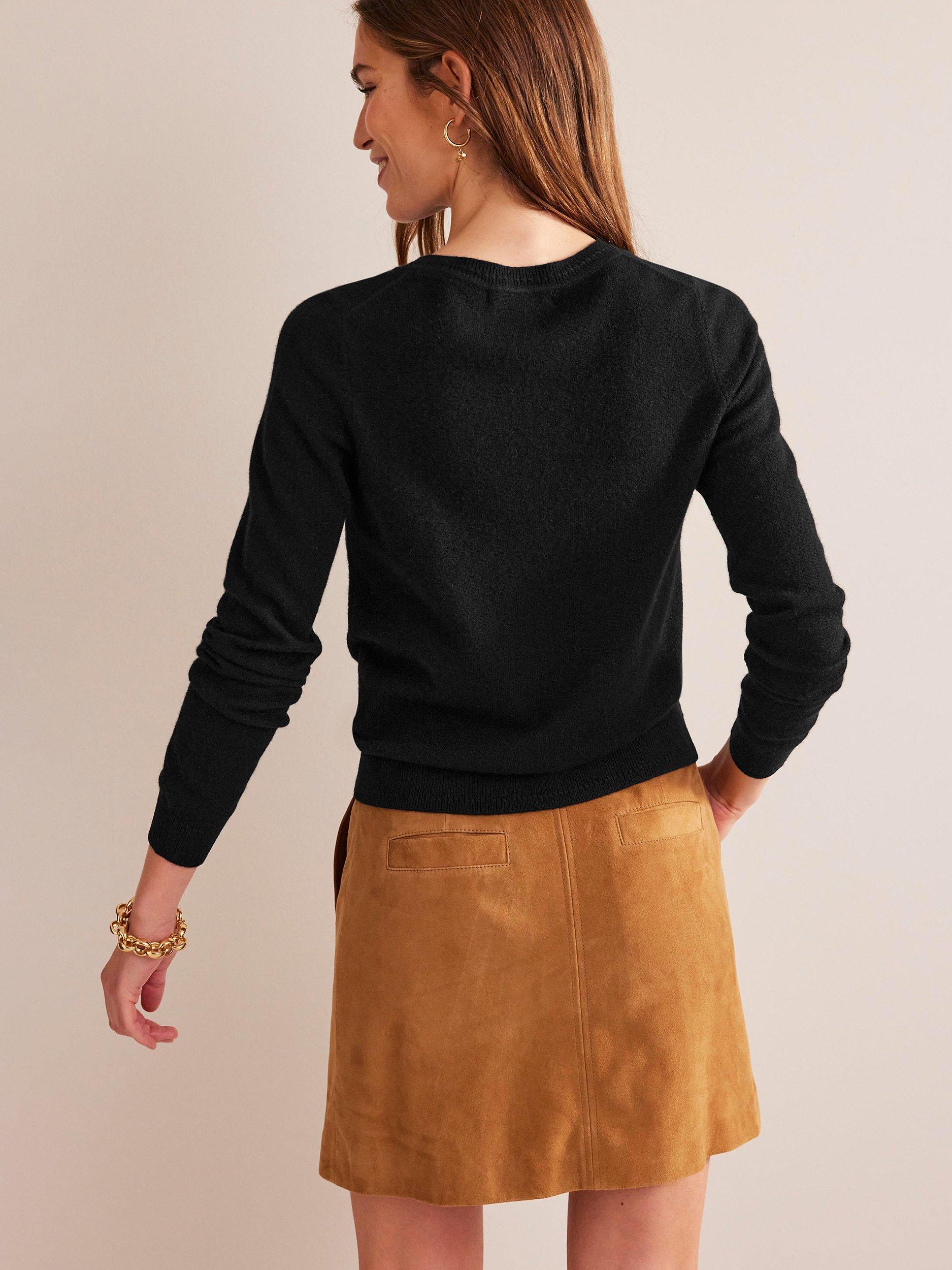 Product image 2 of 6, which shows Boden Eva Cashmere Crew Neck Jumper, Black, XS