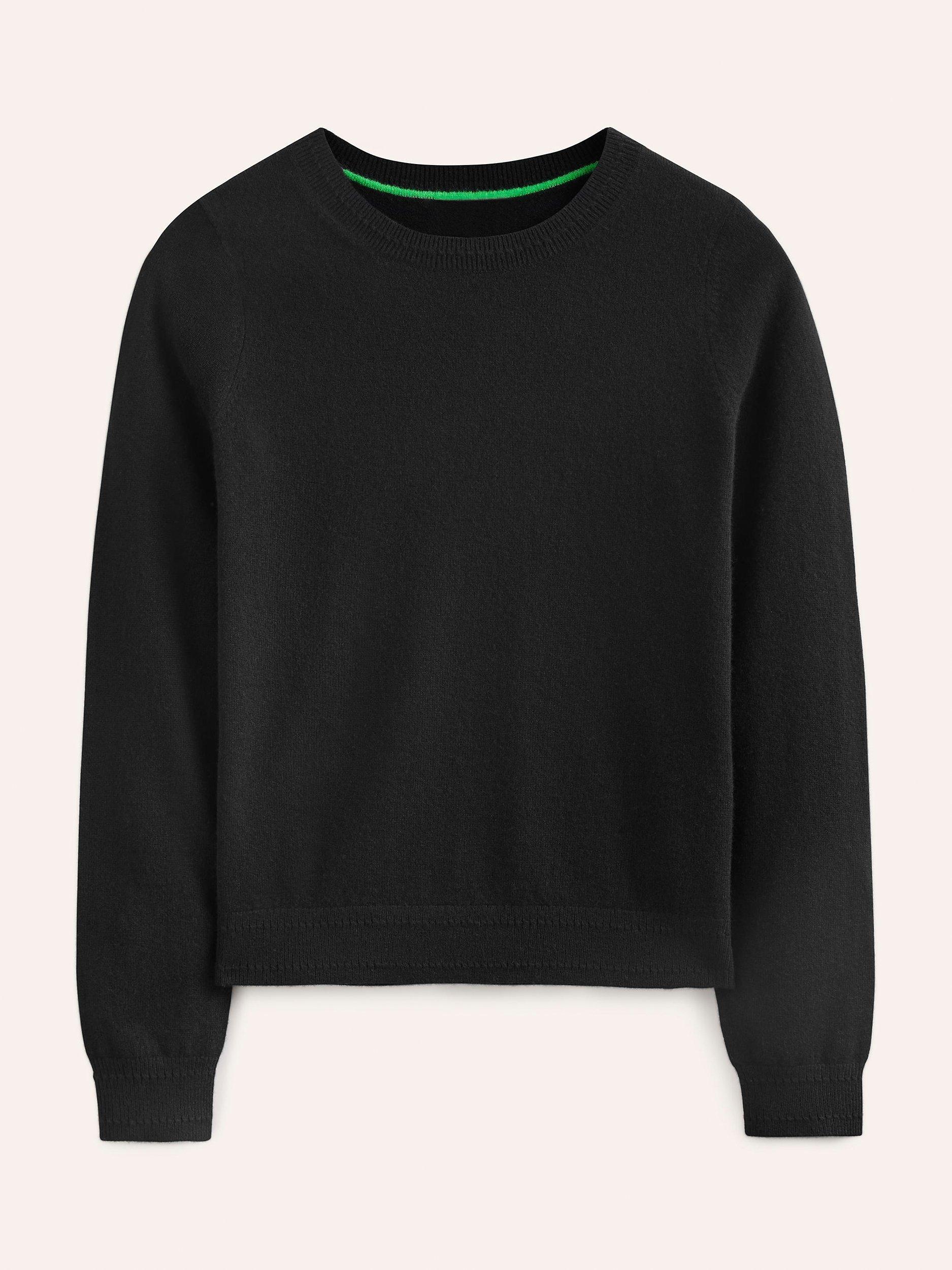 Product image 6 of 6, which shows Boden Eva Cashmere Crew Neck Jumper, Black, XS