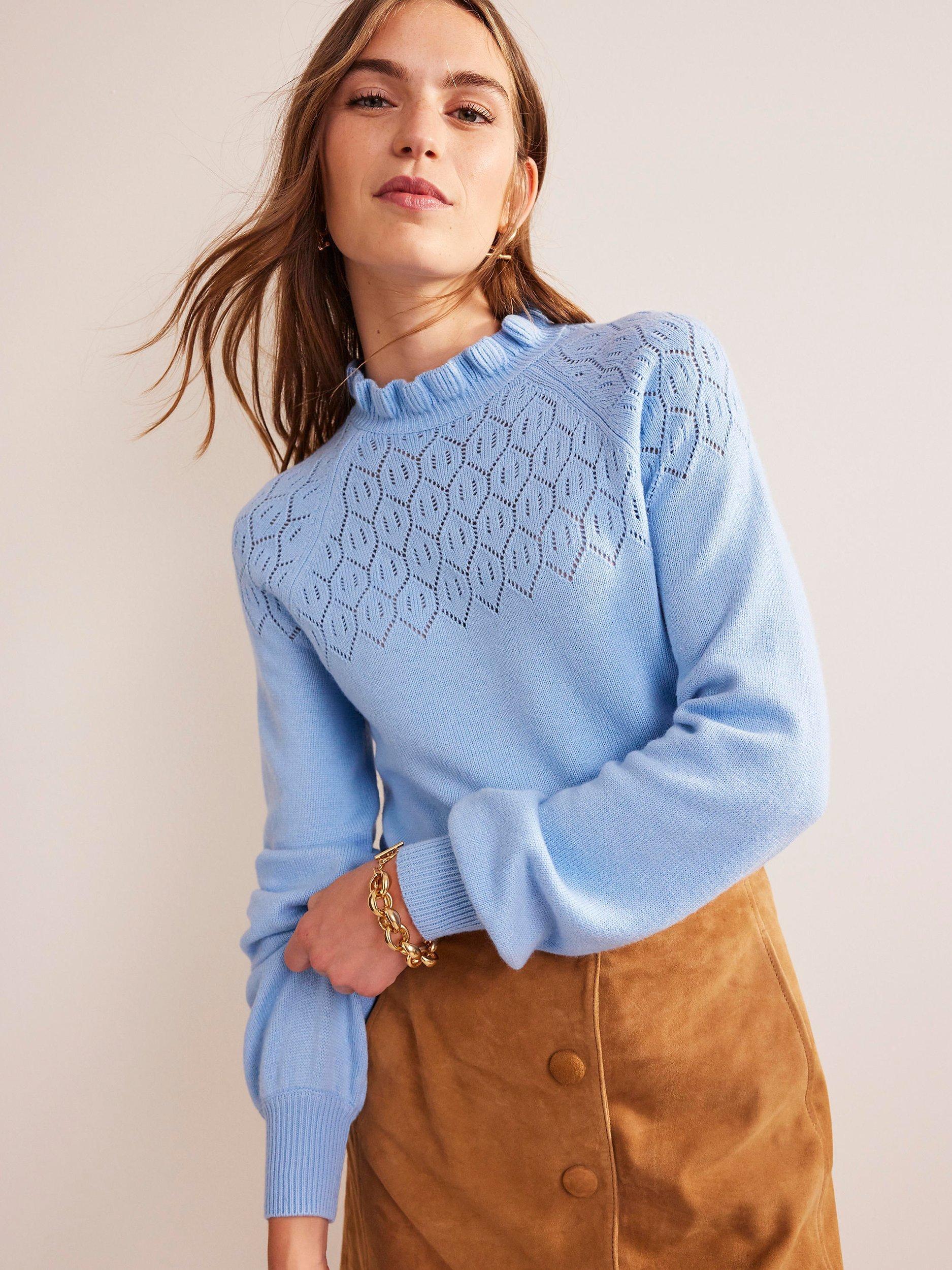 Boden Pointelle Detail Jumper, Cornflower