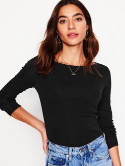 Boden Essential Boat-Neck Jersey Top, Black