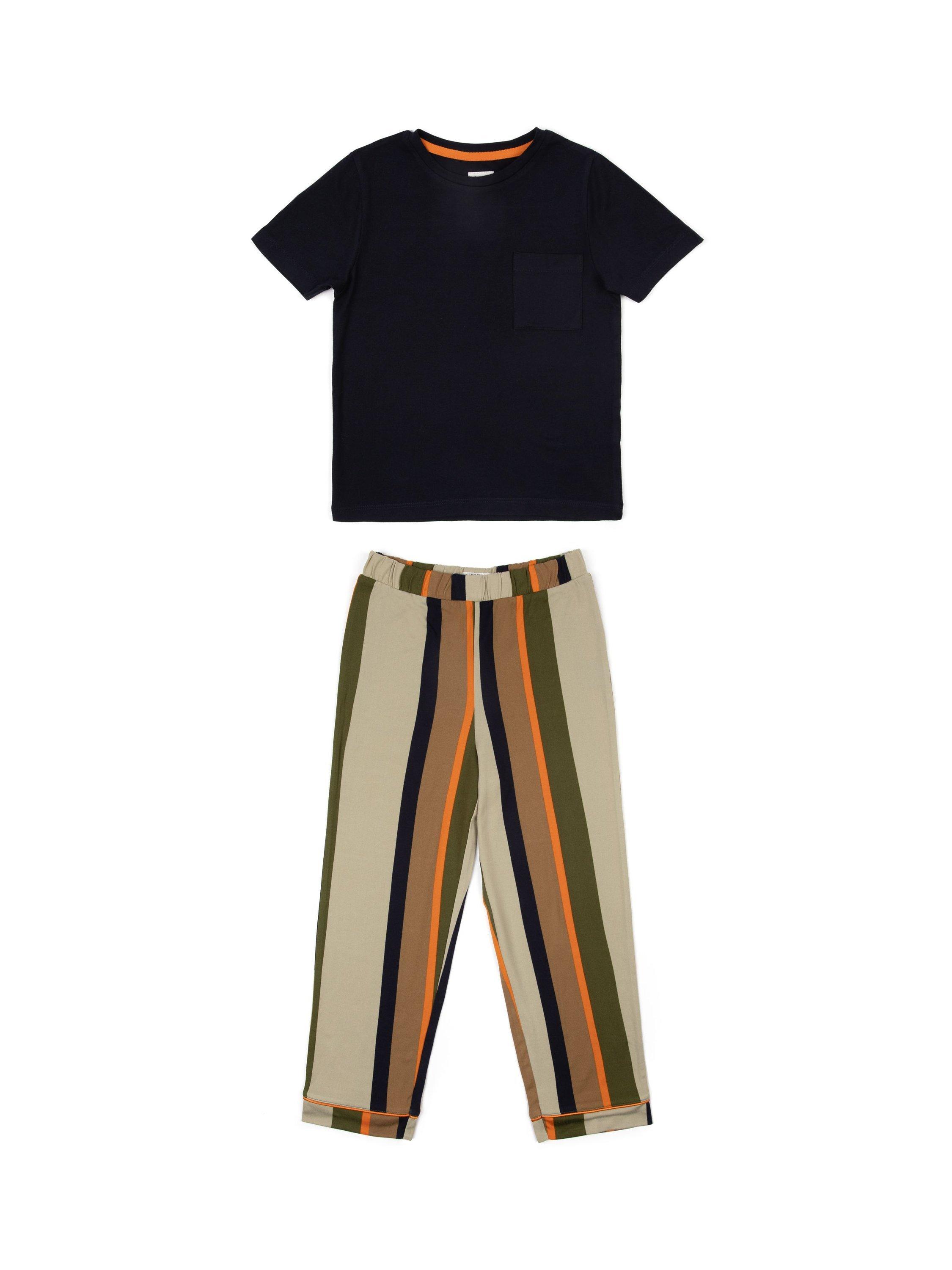 Chelsea Peers Kids' Stripe Print Long Pyjama Set, Multi