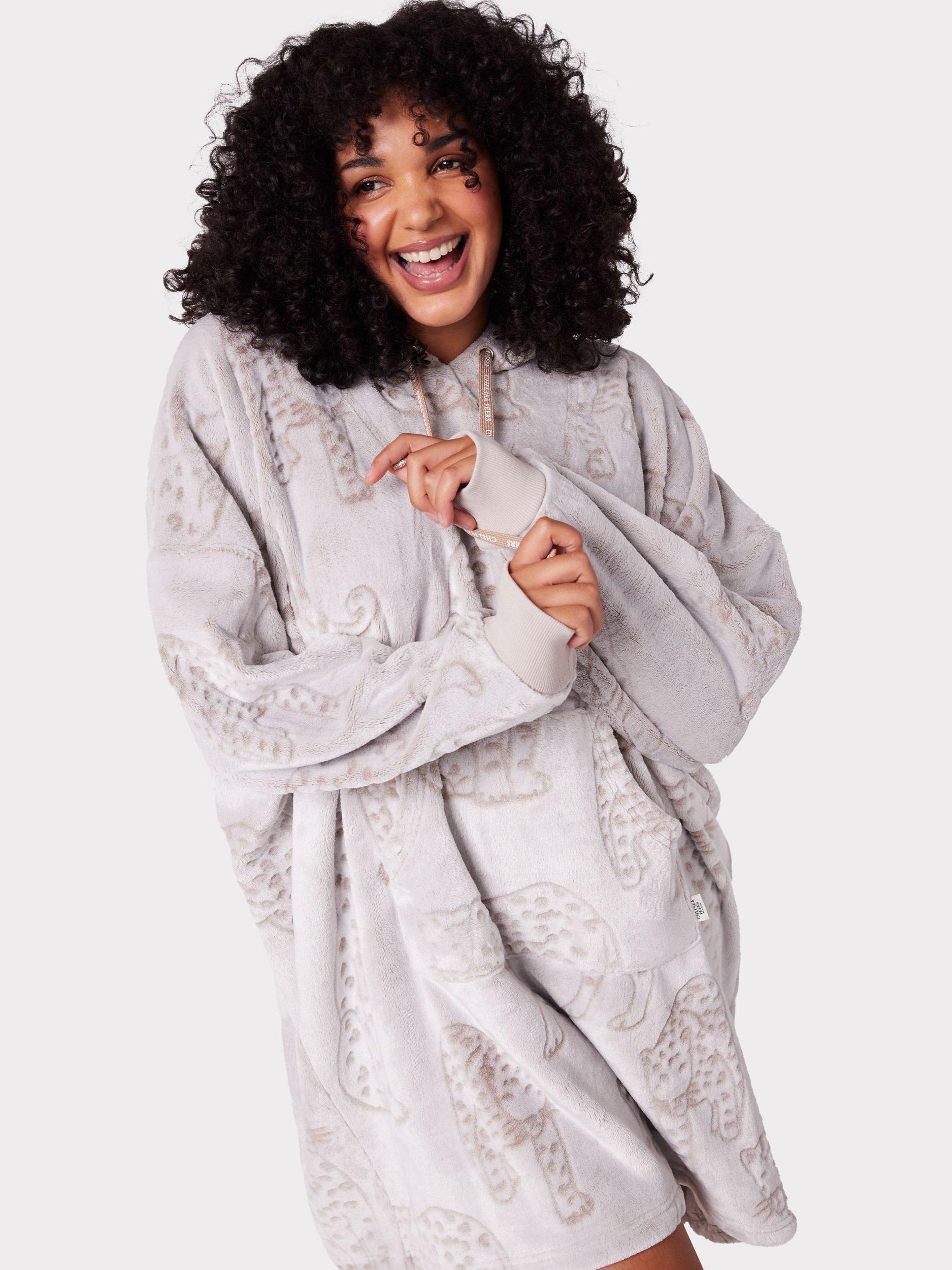 Chelsea Peers Curve Leopard Print Oversized Hoodie, Brown