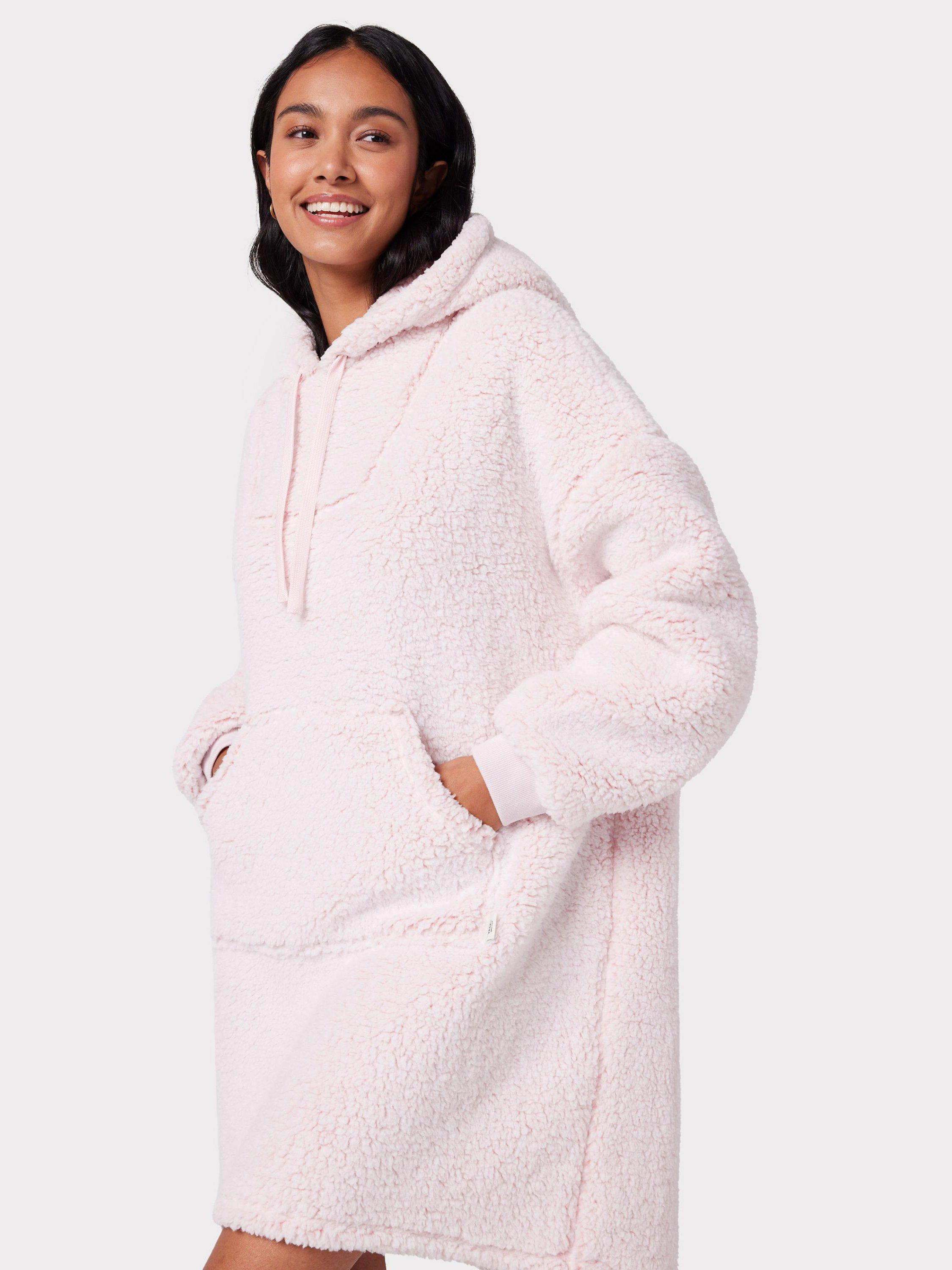 Chelsea Peers Oversized Fleece Hooded Lounge Top, Pink