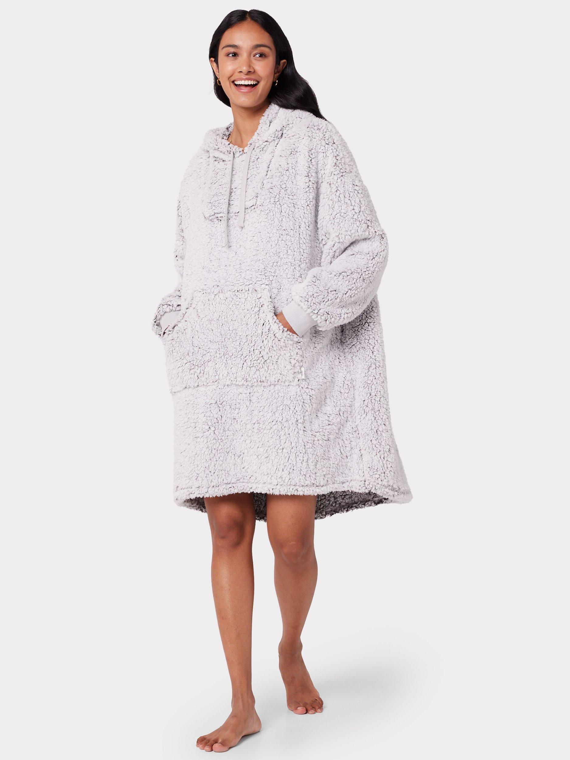 Chelsea Peers Oversized Fleece Hooded Lounge Top, Dark Grey