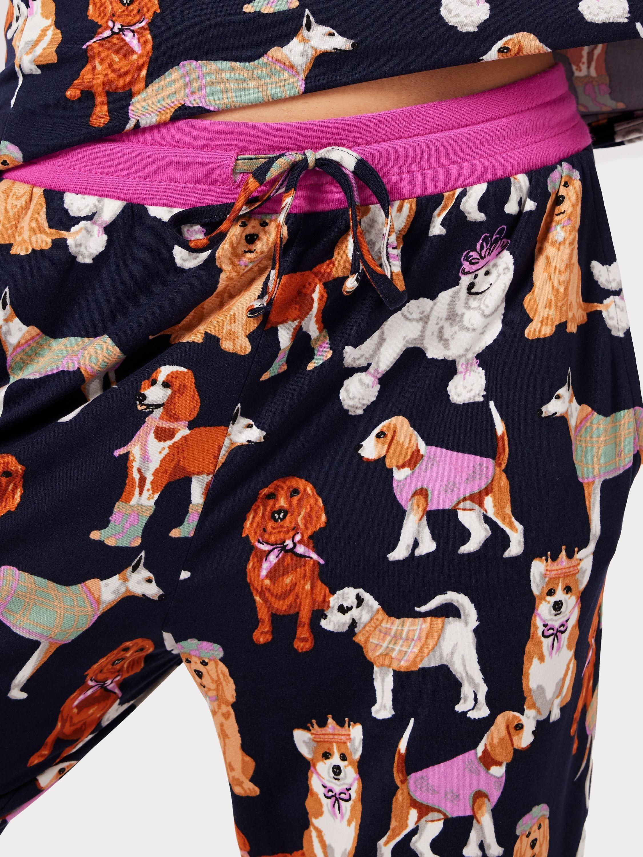 Chelsea Peers Dogs Print Long Recycled Pyjamas Navy Multi