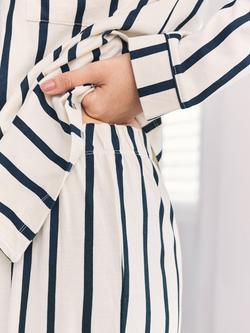 Chelsea Peers Organic Cotton Striped Long Pyjamas, Cream/Navy - view 2, Cream/Navy