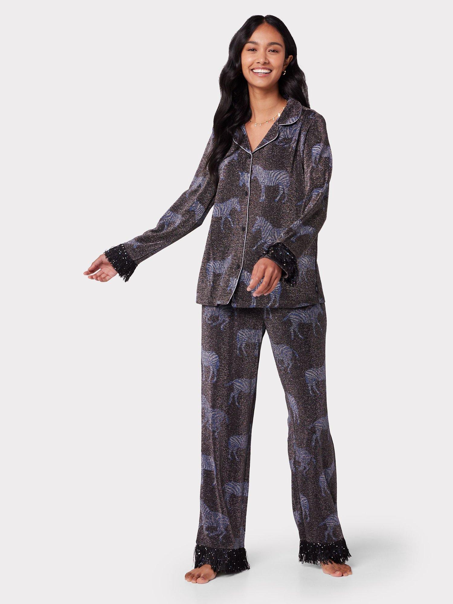 Chelsea Peers Lurex Zebra Print Pyjama Set