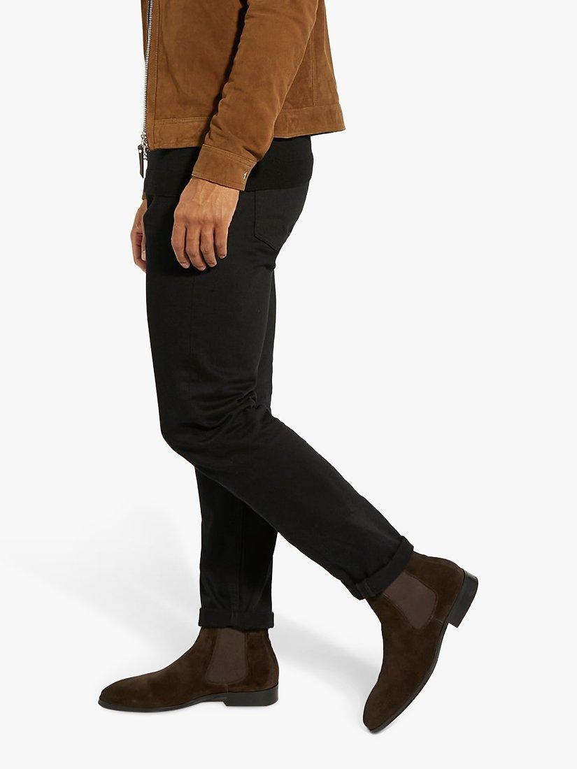 Product image 5 of 5, which shows Dune London Mandatory Suede Chelsea Boots, Dark Brown, EU44