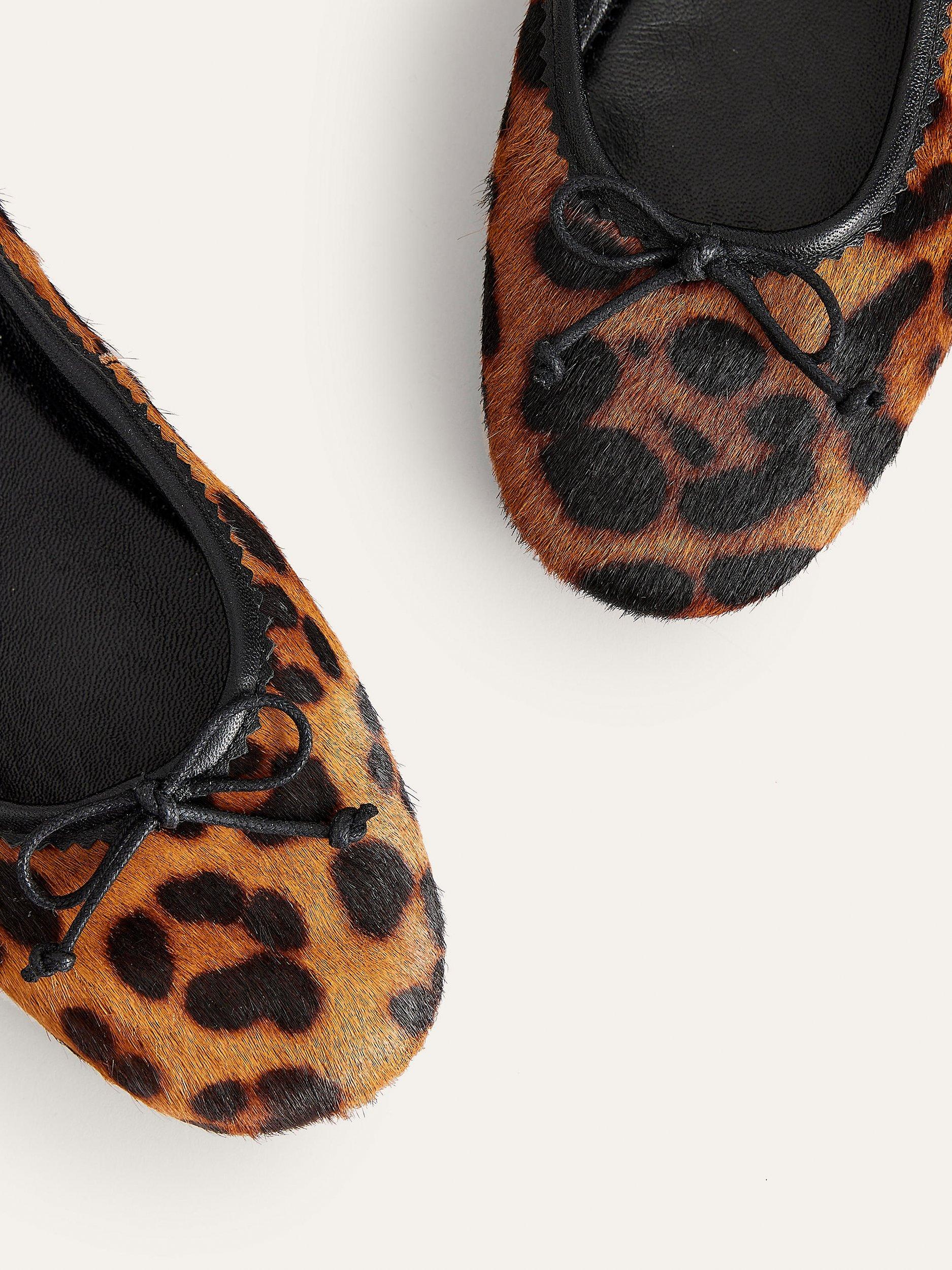 Product image 3 of 5, which shows Boden Flexible Pony Hair Ballet Pumps, Leopard, 4