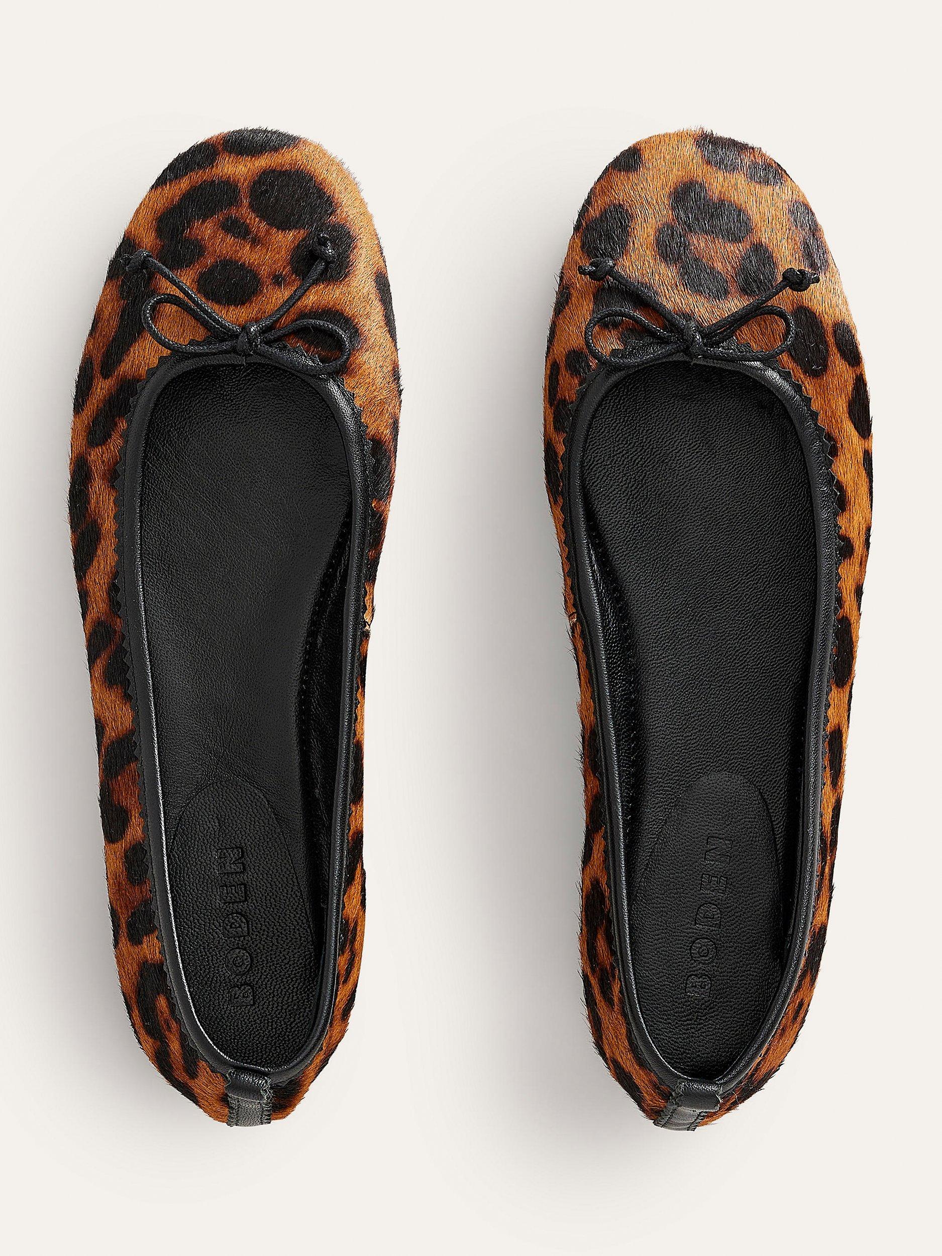Product image 4 of 5, which shows Boden Flexible Pony Hair Ballet Pumps, Leopard, 4