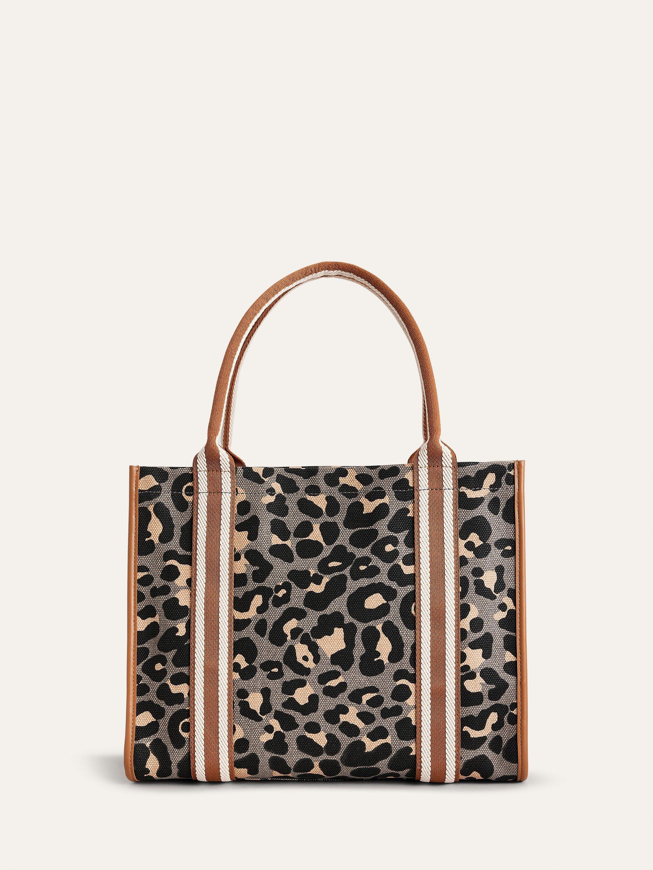 Boden Tilda Canvas Tote Bag, Pewter Cheetah Pop