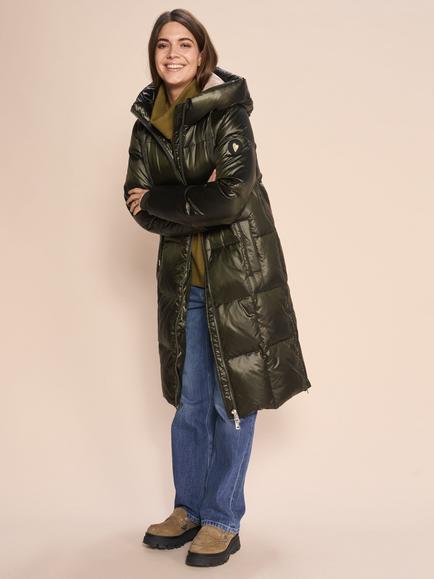 MOS MOSH Nova Down Metallic Hooded Puffer Coat, Forest Night - view 2, Forest Night