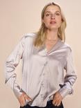 MOS MOSH Finley Satin Shirt, Quiet Gray