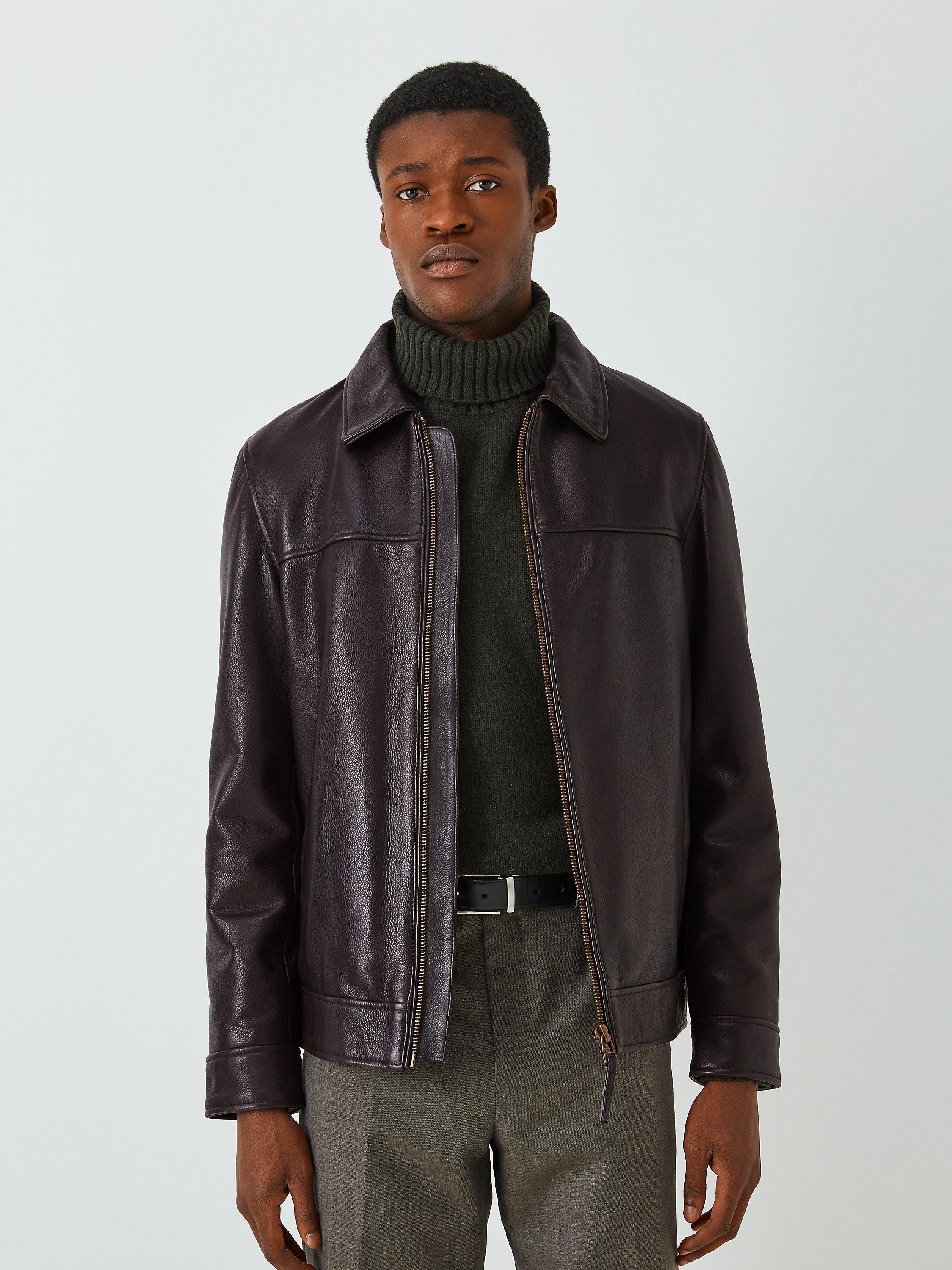 John Lewis Flight Leather Jacket, Light Brown
