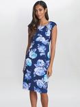 Gina Bacconi Magda Floral Shift Dress, Navy/Multi