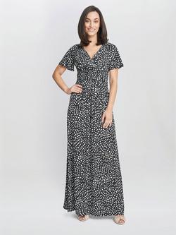 Gina Bacconi Gia Jersey Maxi Dress, Black/Offwhite, Black/Offwhite