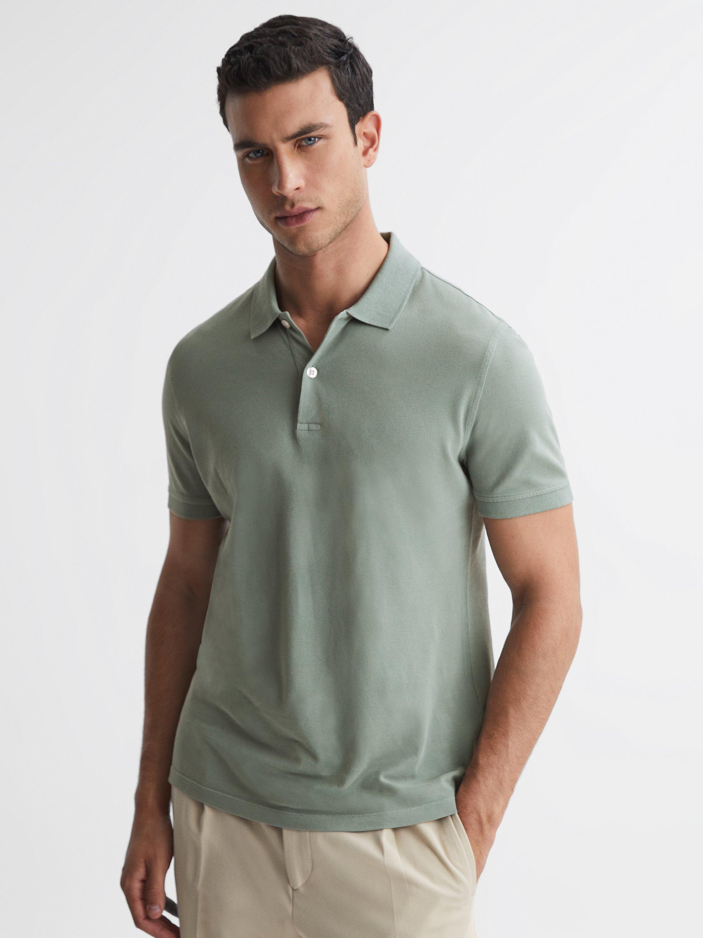 Reiss Puro Short Sleeve Polo Shirt, Sage