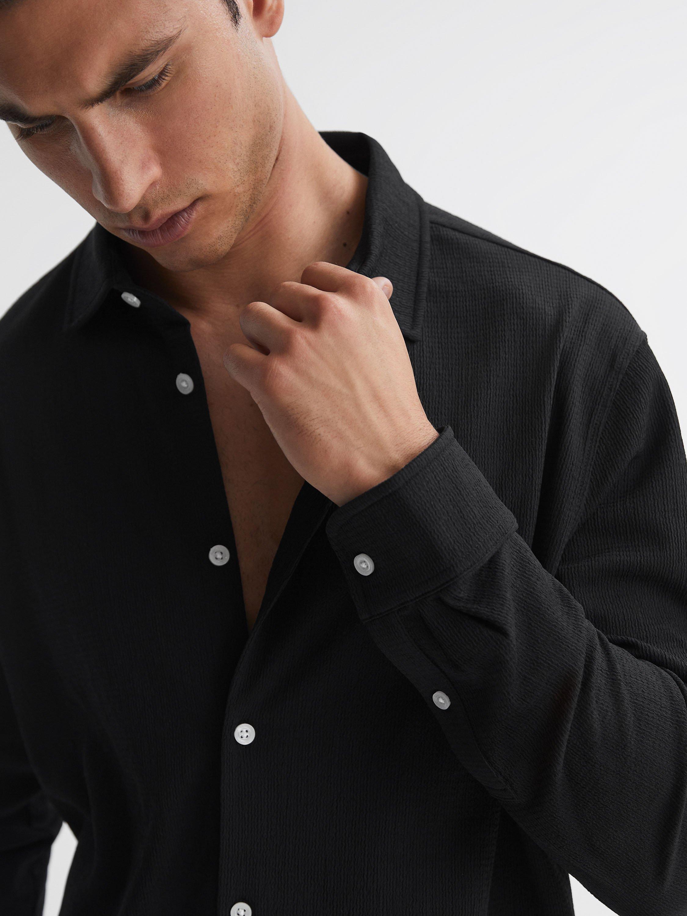 Reiss Bosa Long Sleeve Textured Shirt