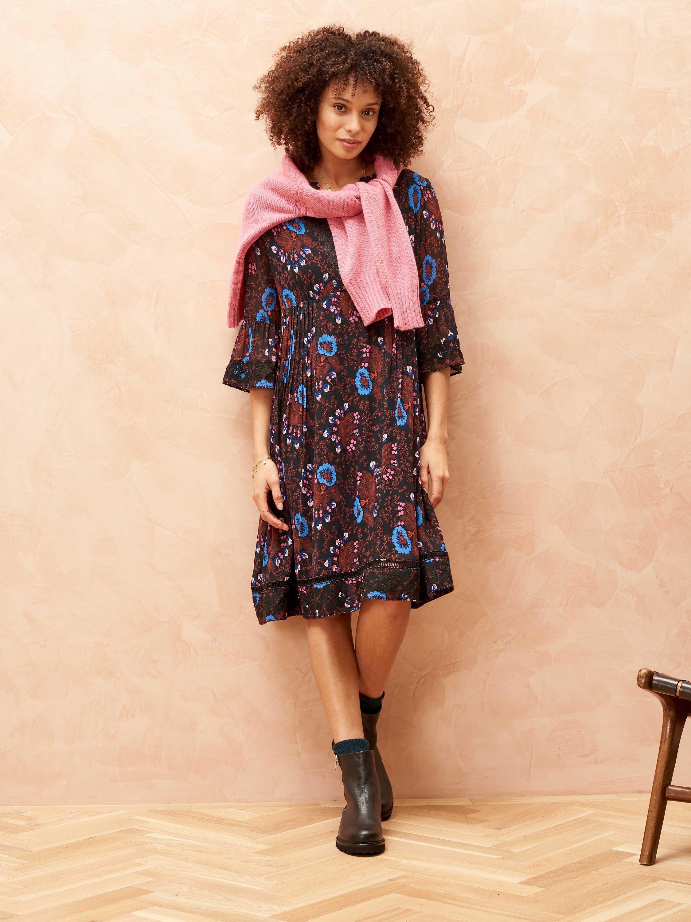 Brora Embroidered Silk Dress, Multi