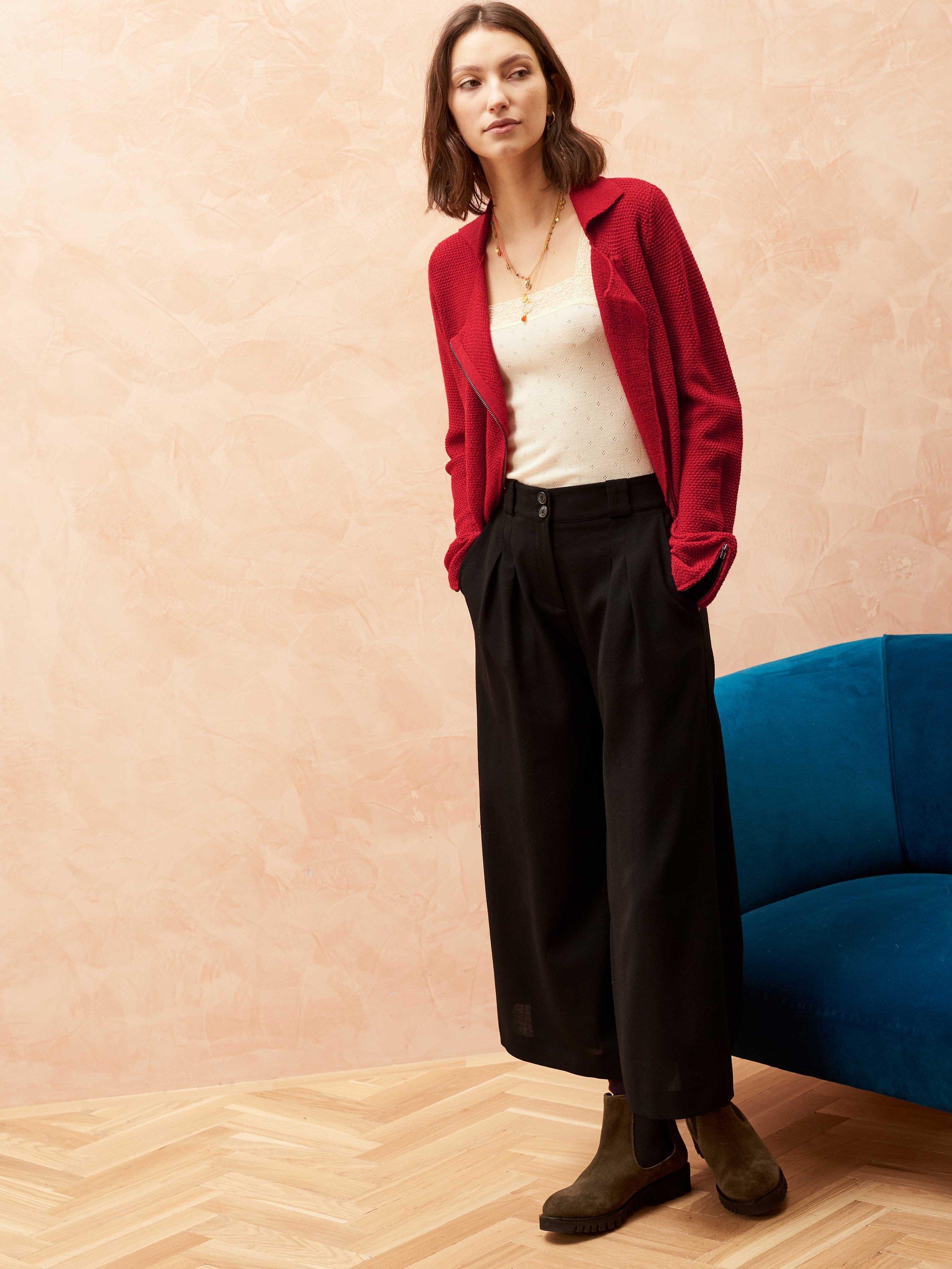 Brora Merino Wool Biker Jacket, Flame