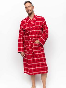 Cyberjammies Noel Check Long Dressing Gown, Red/White - view 2, Red/White