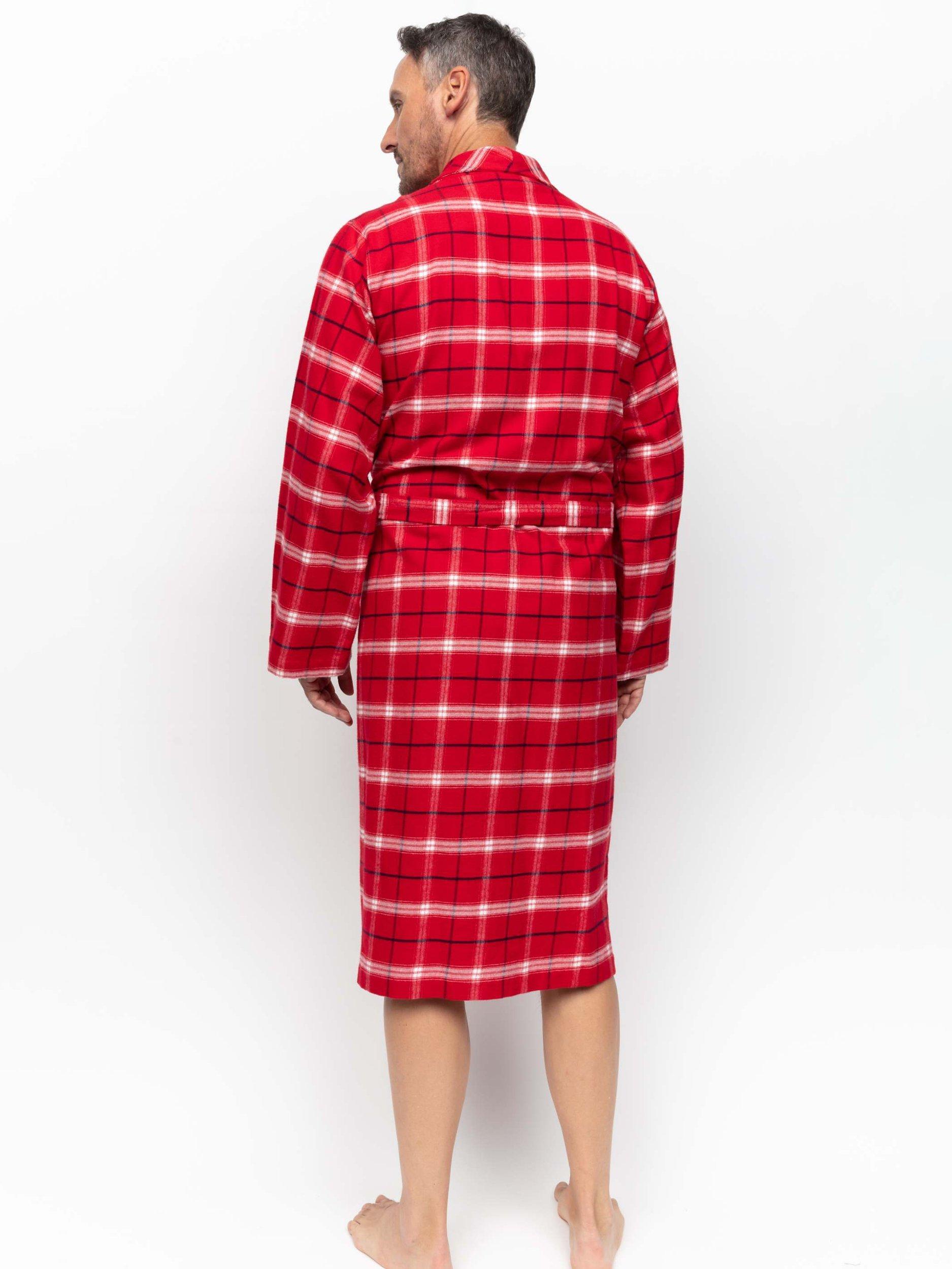 Product image 3 of 4, which shows Cyberjammies Noel Check Long Dressing Gown, Red/White, S
