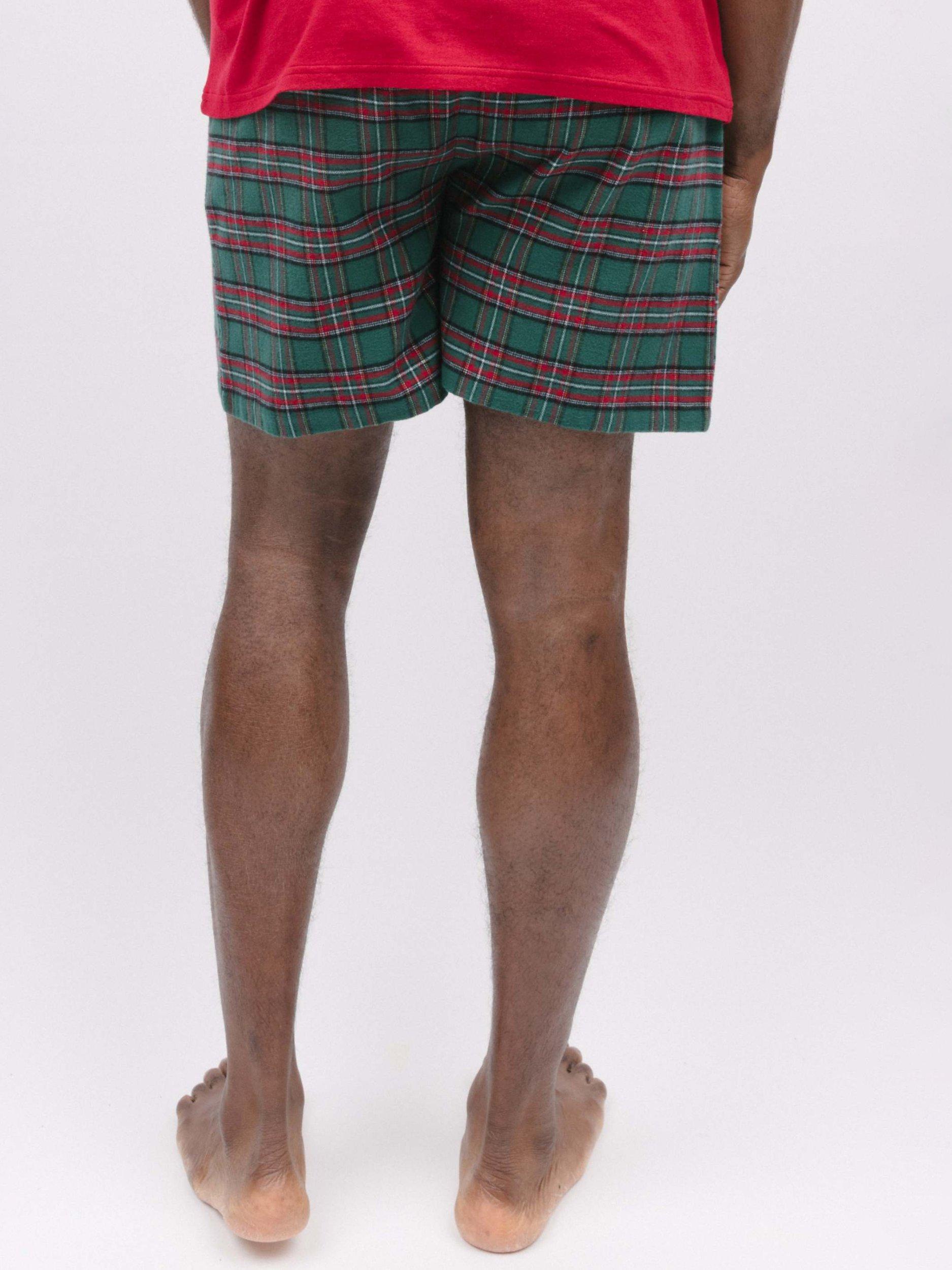 Product image 2 of 3, which shows Cyberjammies Whistler Check Pyjama Shorts, Dark Green/Red, S