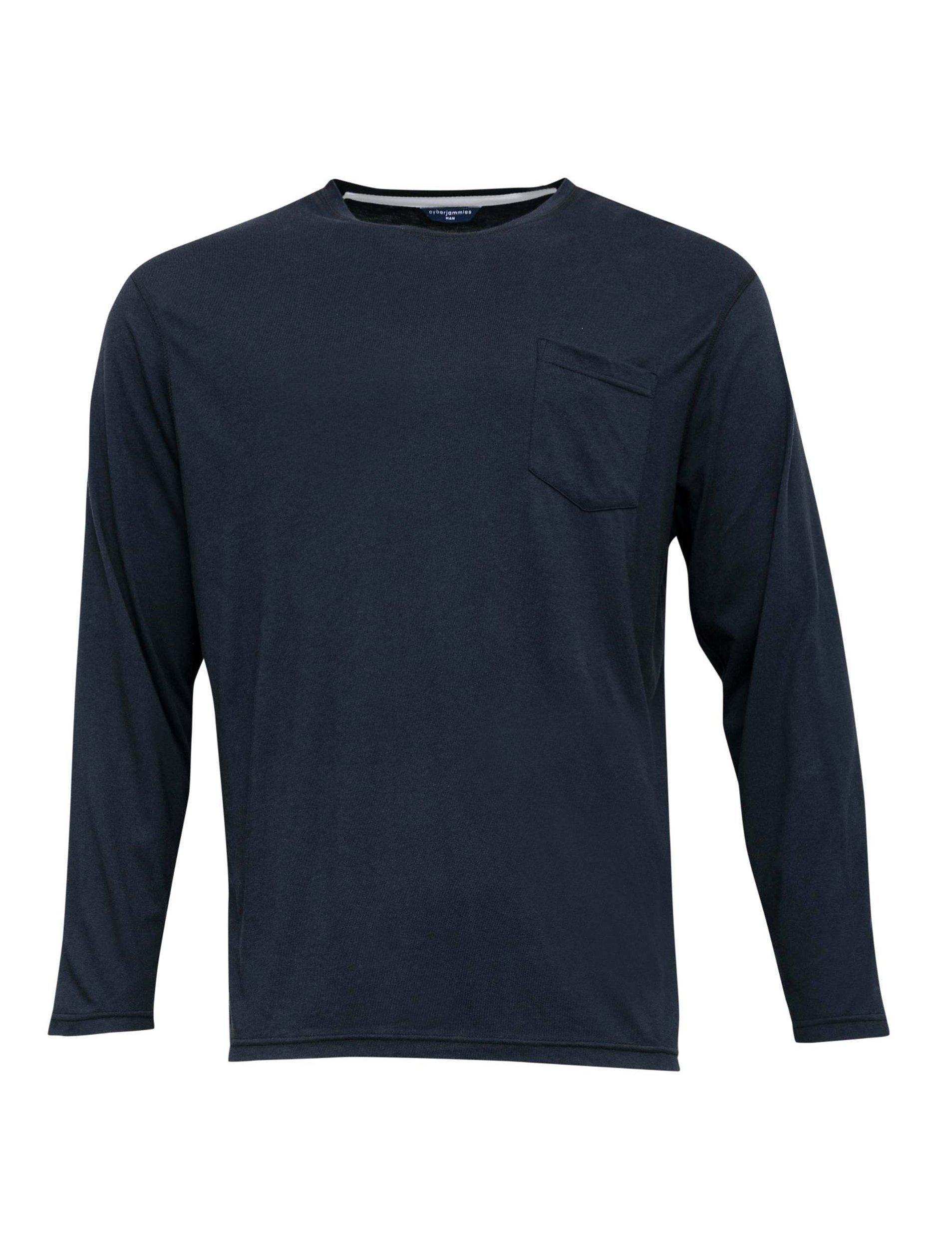 Cyberjammies Atlas Long Sleeve Pocket Pyjama Top, Charcoal, M