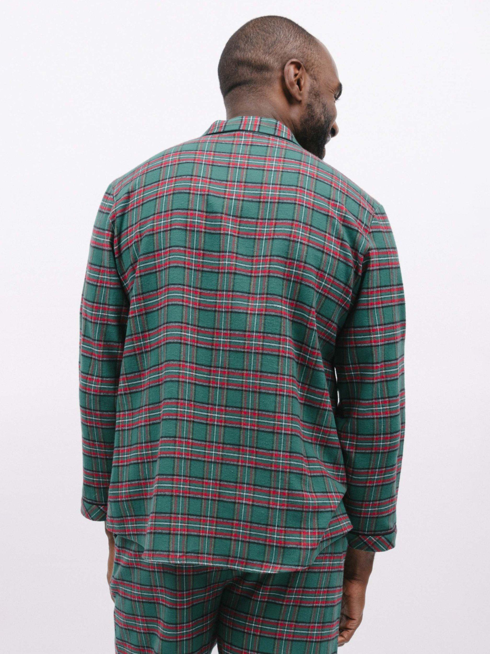 Product image 2 of 4, which shows Cyberjammies Whistler Check Long Sleeve Pyjama Top, Dark Green/Red, L
