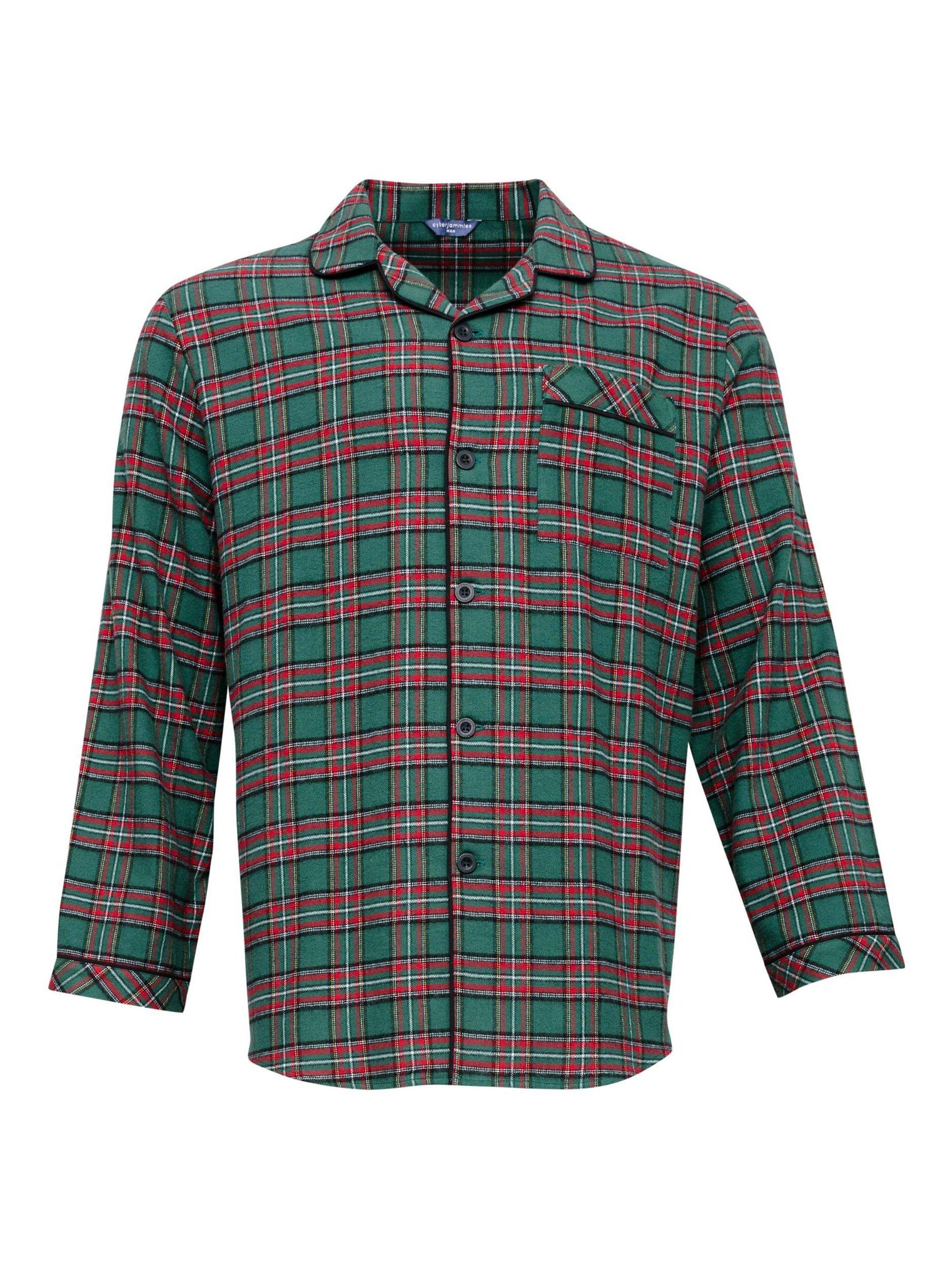 Product image 3 of 4, which shows Cyberjammies Whistler Check Long Sleeve Pyjama Top, Dark Green/Red, L