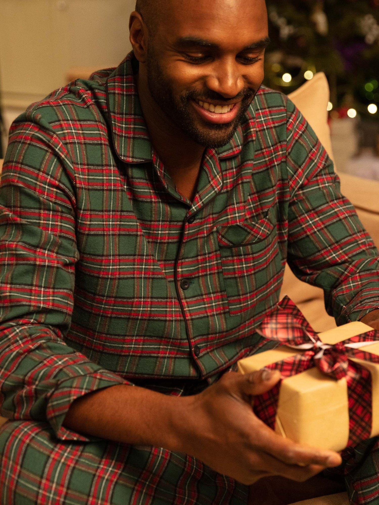 Product image 4 of 4, which shows Cyberjammies Whistler Check Long Sleeve Pyjama Top, Dark Green/Red, L