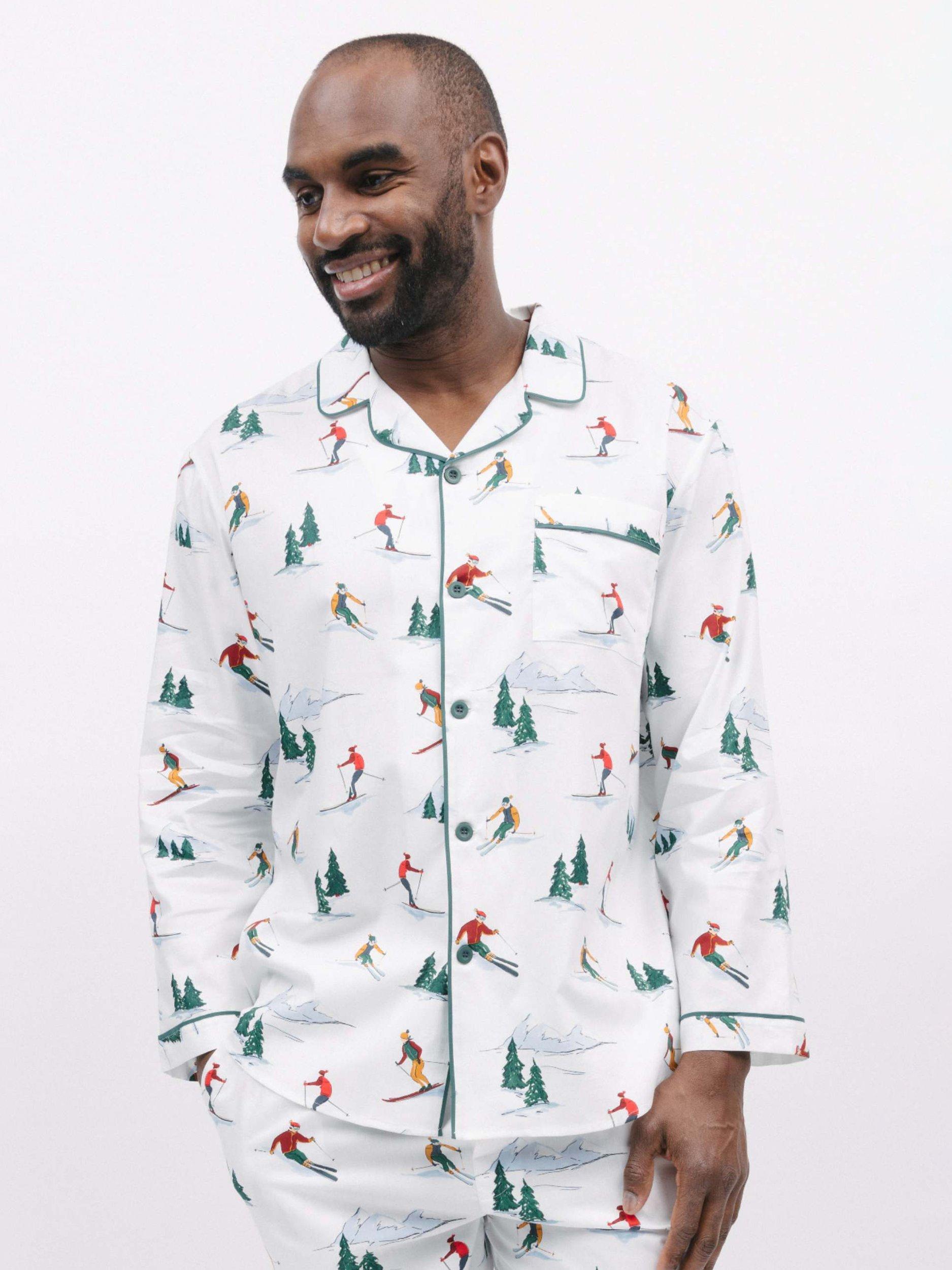 Product image 1 of 4, which shows Cyberjammies Whistler Ski Print Long Sleeve Pyjama Top, White/Multi, S