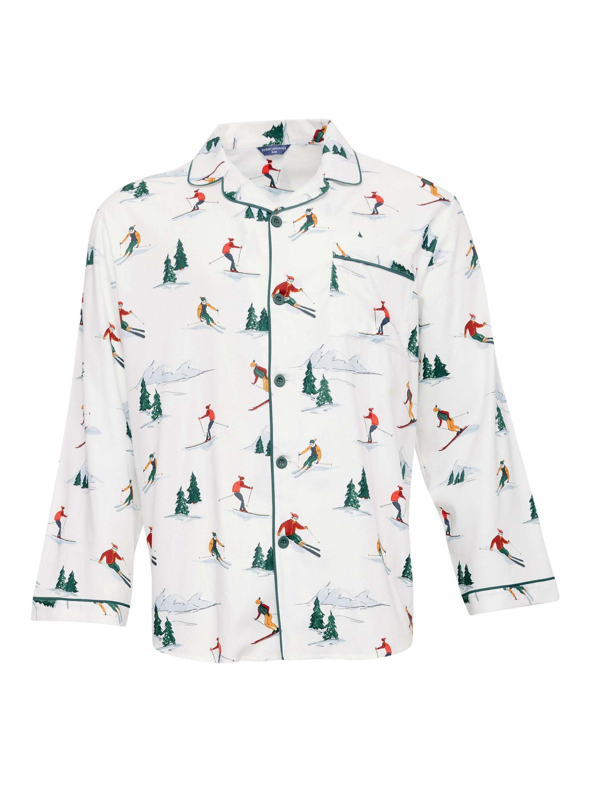 Product image 3 of 4, which shows Cyberjammies Whistler Ski Print Long Sleeve Pyjama Top, White/Multi, S