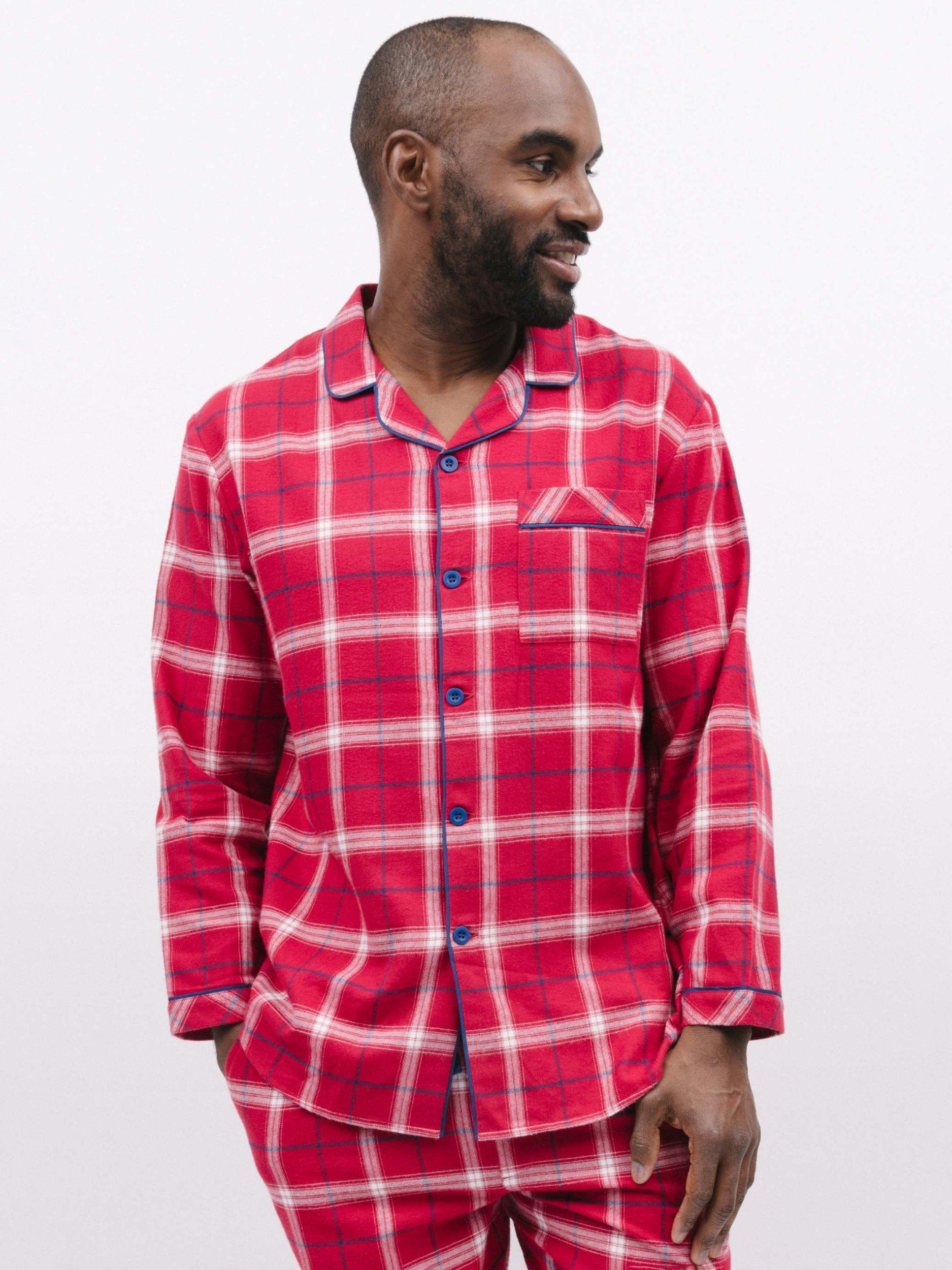 Product image 1 of 4, which shows Cyberjammies Noel Check Long Sleeve Pyjama Top, Red/White, S