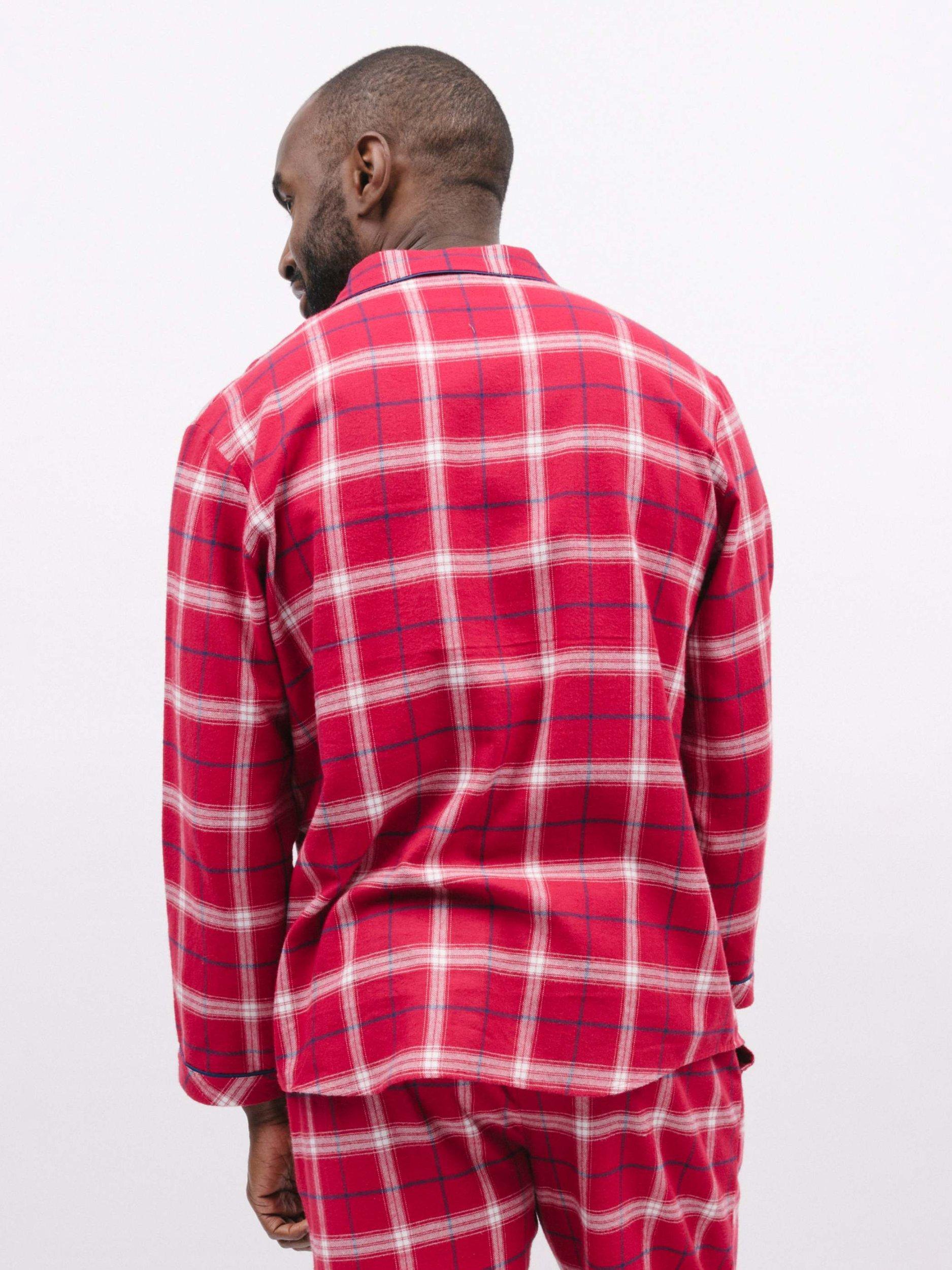 Product image 2 of 4, which shows Cyberjammies Noel Check Long Sleeve Pyjama Top, Red/White, S