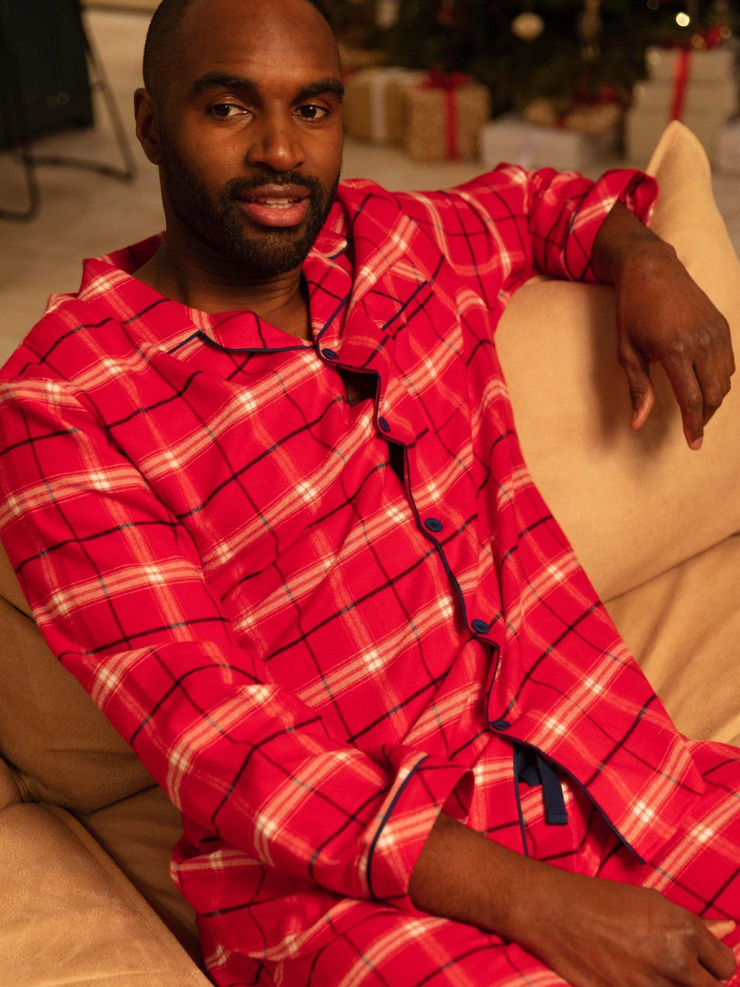 Product image 4 of 4, which shows Cyberjammies Noel Check Long Sleeve Pyjama Top, Red/White, S