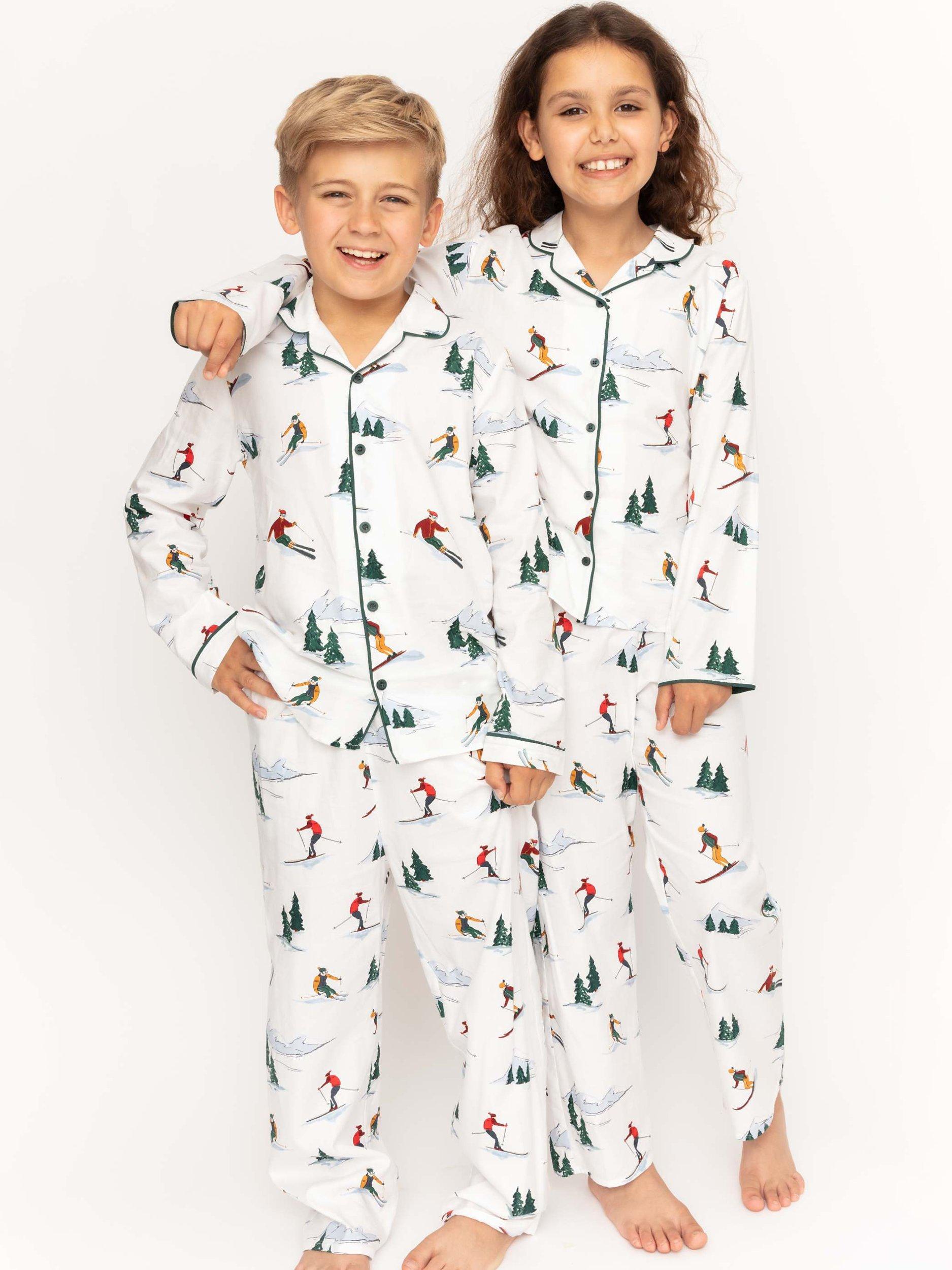 Product image 2 of 4, which shows Cyberjammies Whistler White Ski Print Unisex Pyjama Set, White, 10-11 years
