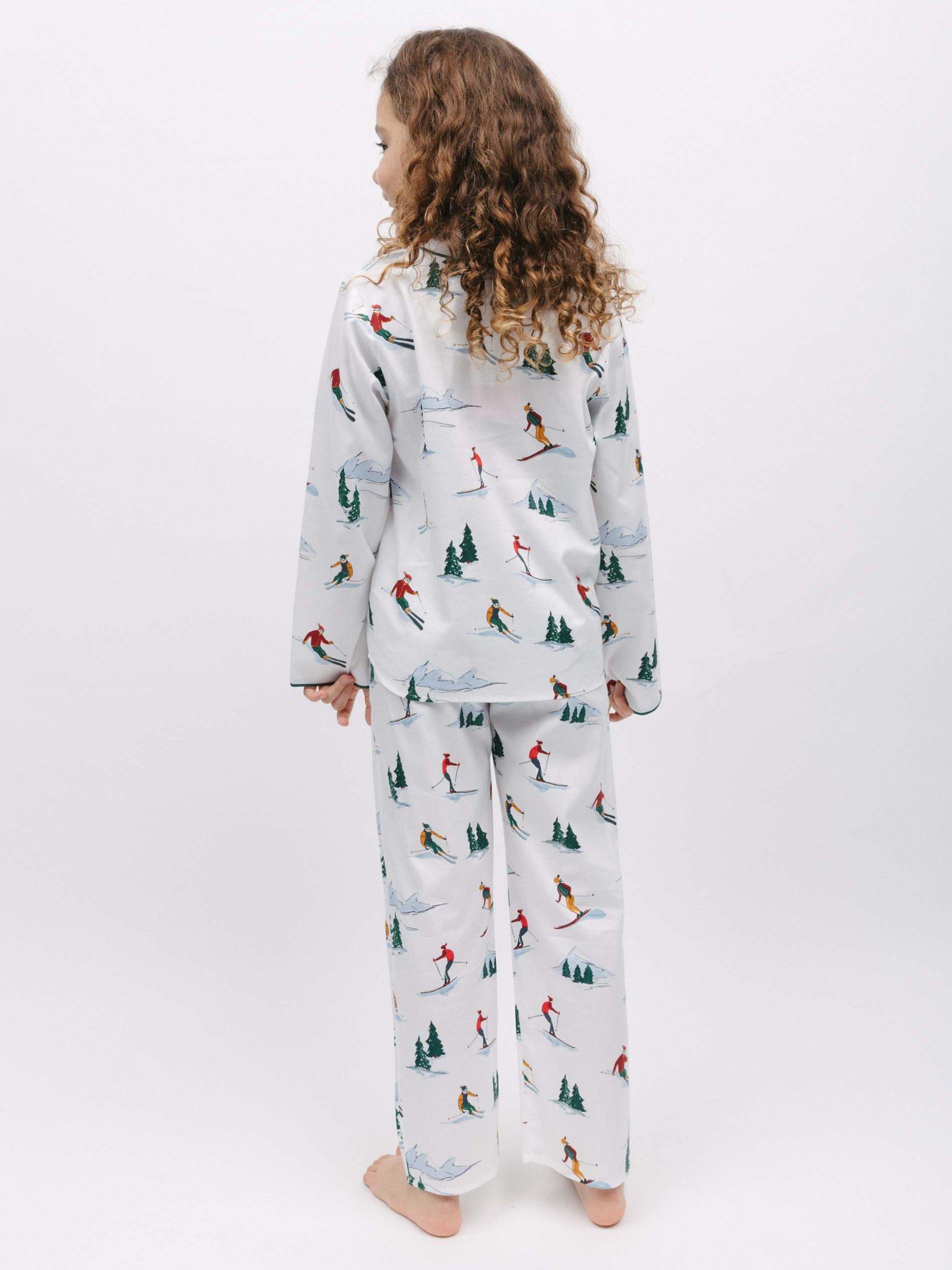 Product image 3 of 4, which shows Cyberjammies Whistler White Ski Print Unisex Pyjama Set, White, 10-11 years